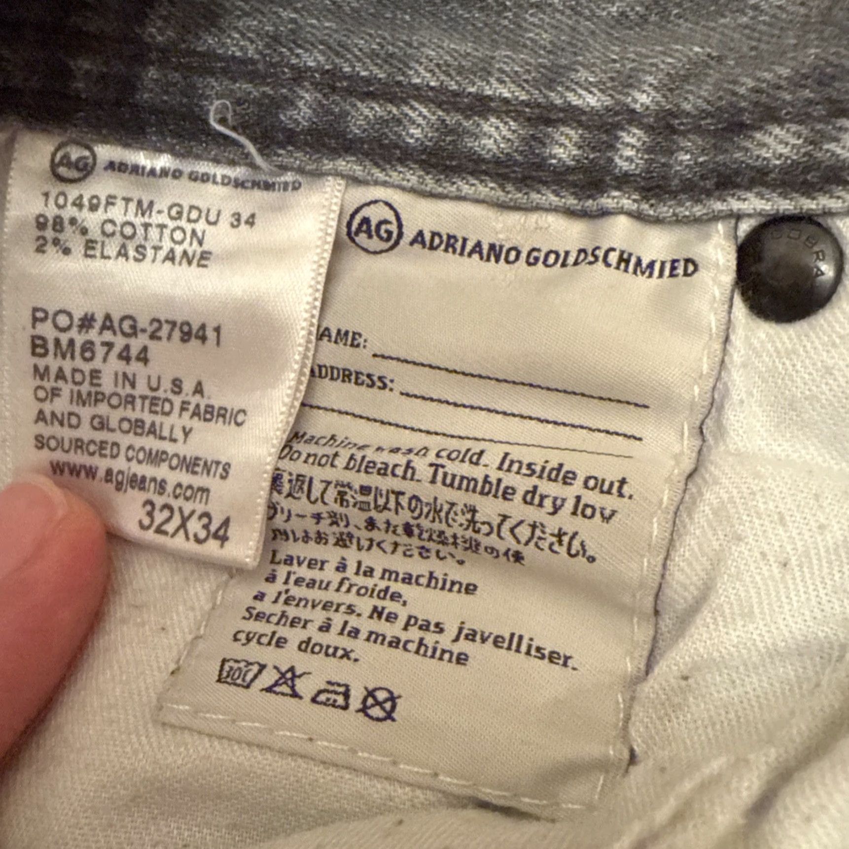 Denime Adriano Goldschmied Jeans 32x34 Adult Grey Denim The Protege Straight Leg Jeans Men Regular 32x34 Grey Denim Pockets Vintage No Size US 32 / EU 48 - 5 Thumbnail