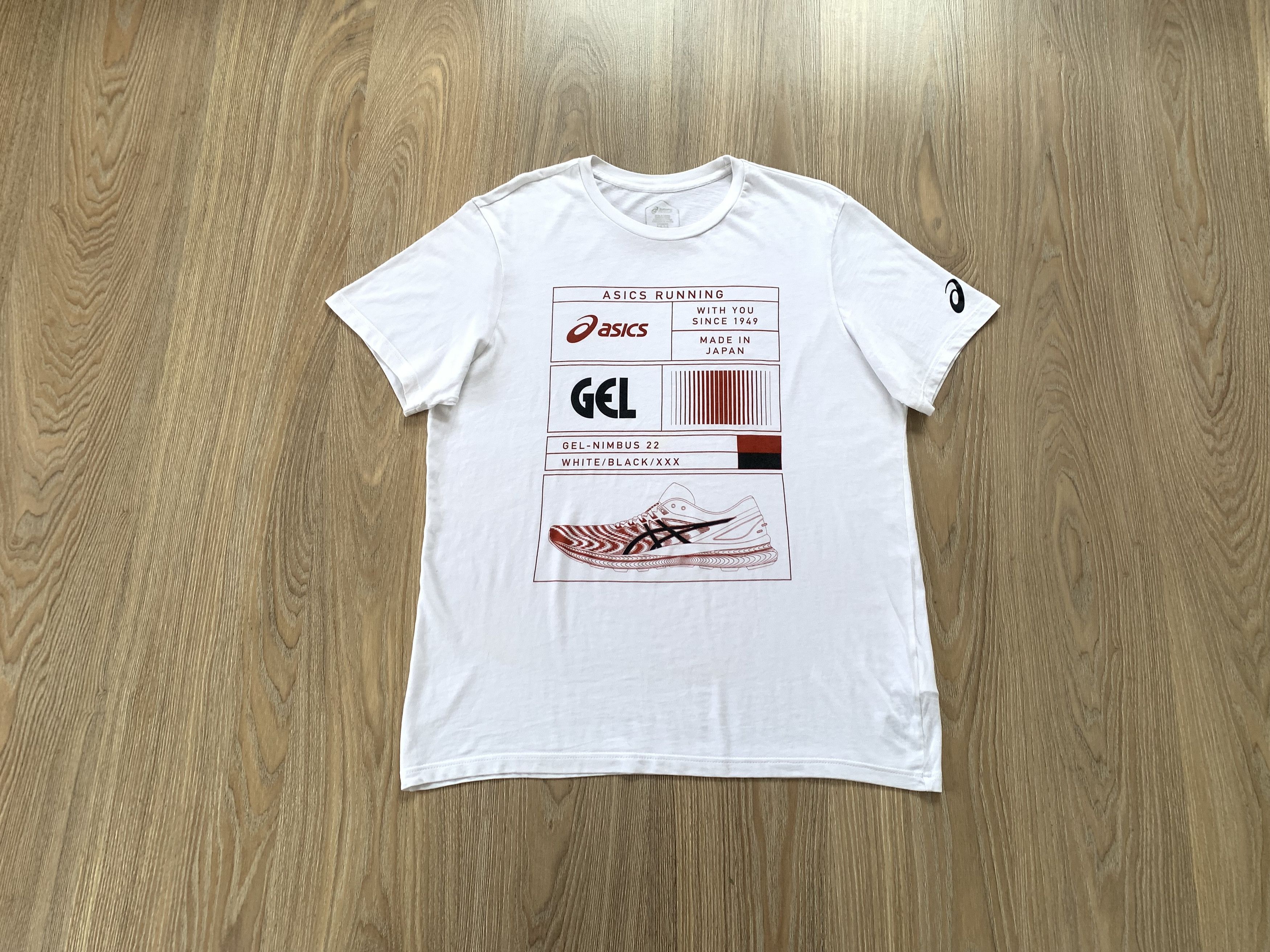 Asics Asics White Cotton Gel Nimbus Printed T Shirt Size US L / EU 52-54 / 3 - 1 Thumbnail