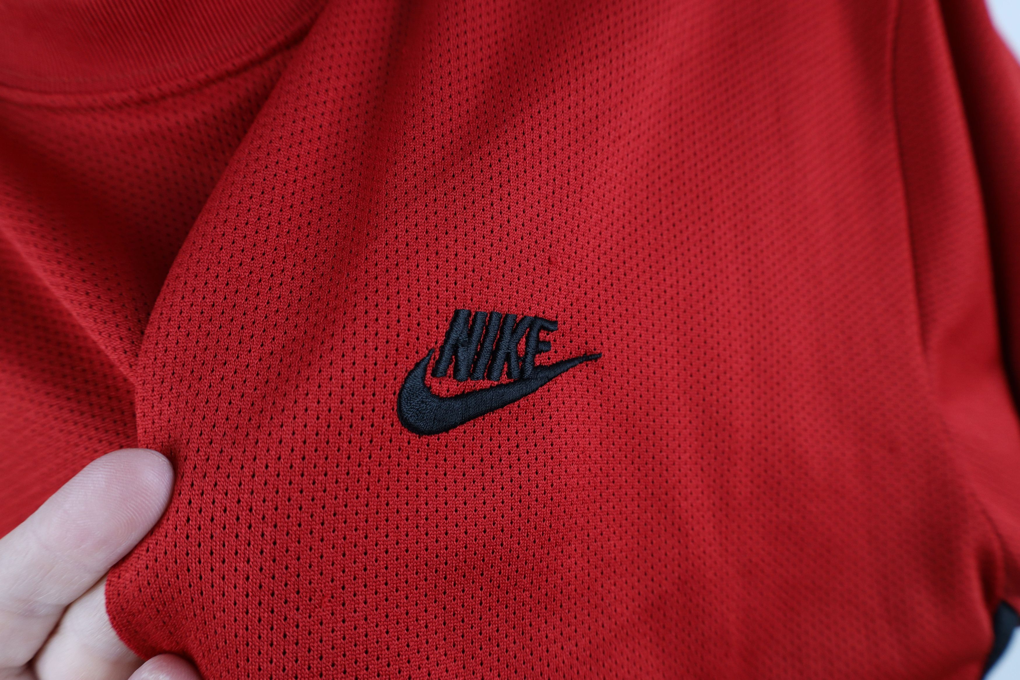 Nike × Vintage Vintage 90s Y2K Nike Mini Swoosh Spell Out Mesh T-Shirt Size US L / EU 52-54 / 3 - 4 Thumbnail