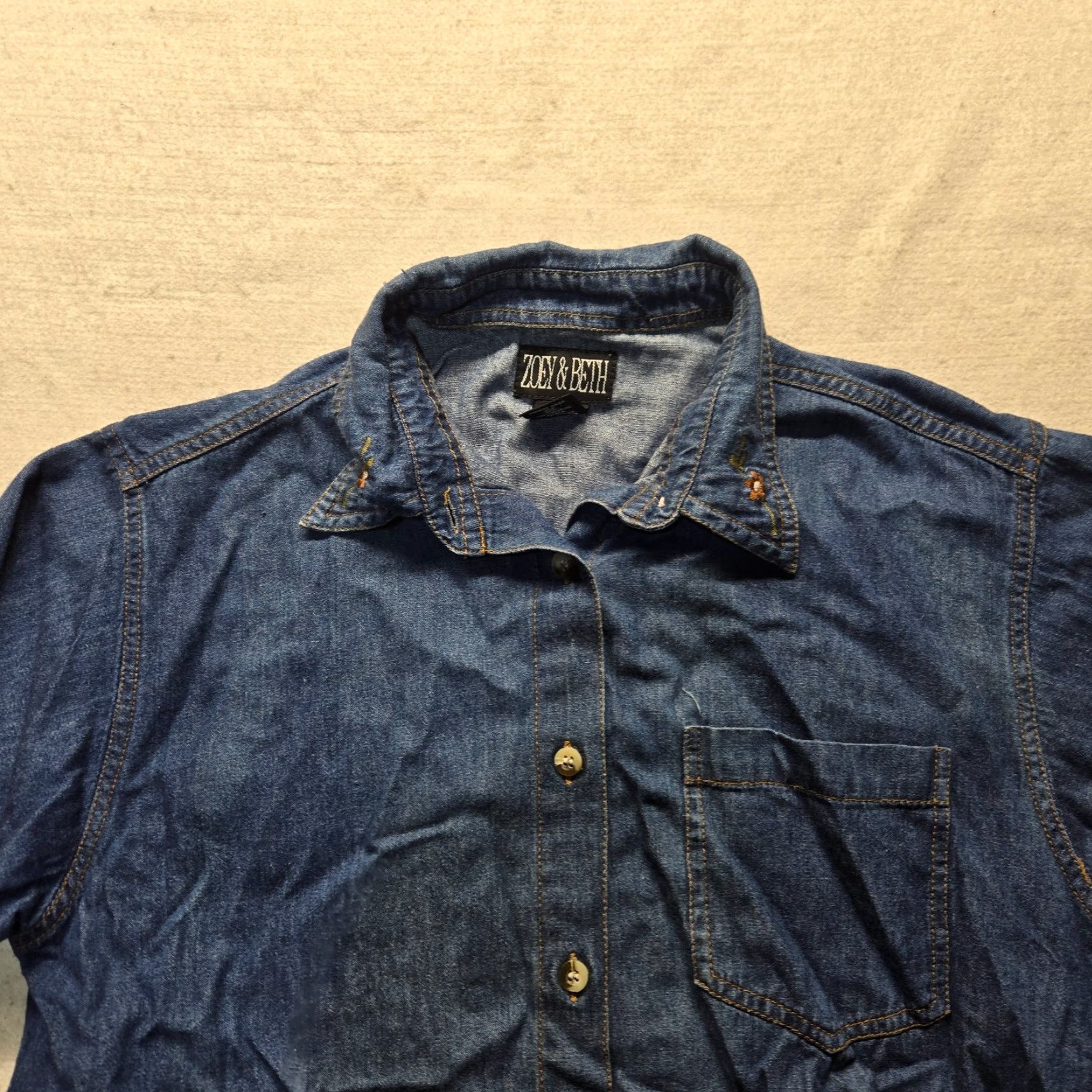 Denime Zoey Beth Shirt Denim Blue Floral Button Up Adult Women M Medium Size M / US 6-8 / IT 42-44 - 2 Thumbnail