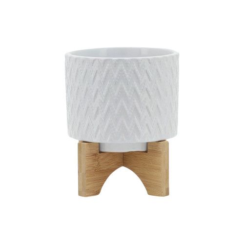 Designer × Homemade 5" CHEVRON PLANTER W/ STAND, WHITE Size US L / EU 52-54 / 3 - 2 Thumbnail
