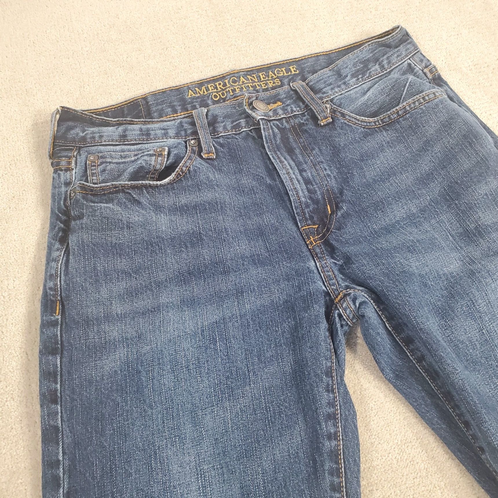 American Eagle Outfitters American Eagle Jeans Mens 30x30 Blue Denim Straight Leg Faded Dark Wash Original Logo Size US 30 / EU 46 - 2 Thumbnail