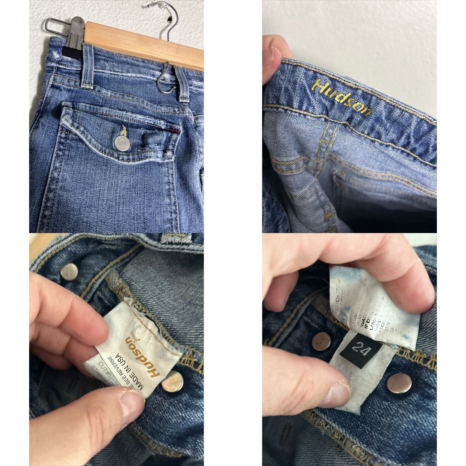 Hudson Hudson Jeans Women Flared Cargo Button Fly Medium Wash Blue 24x31 Size 42" / US 20 - 9 Thumbnail