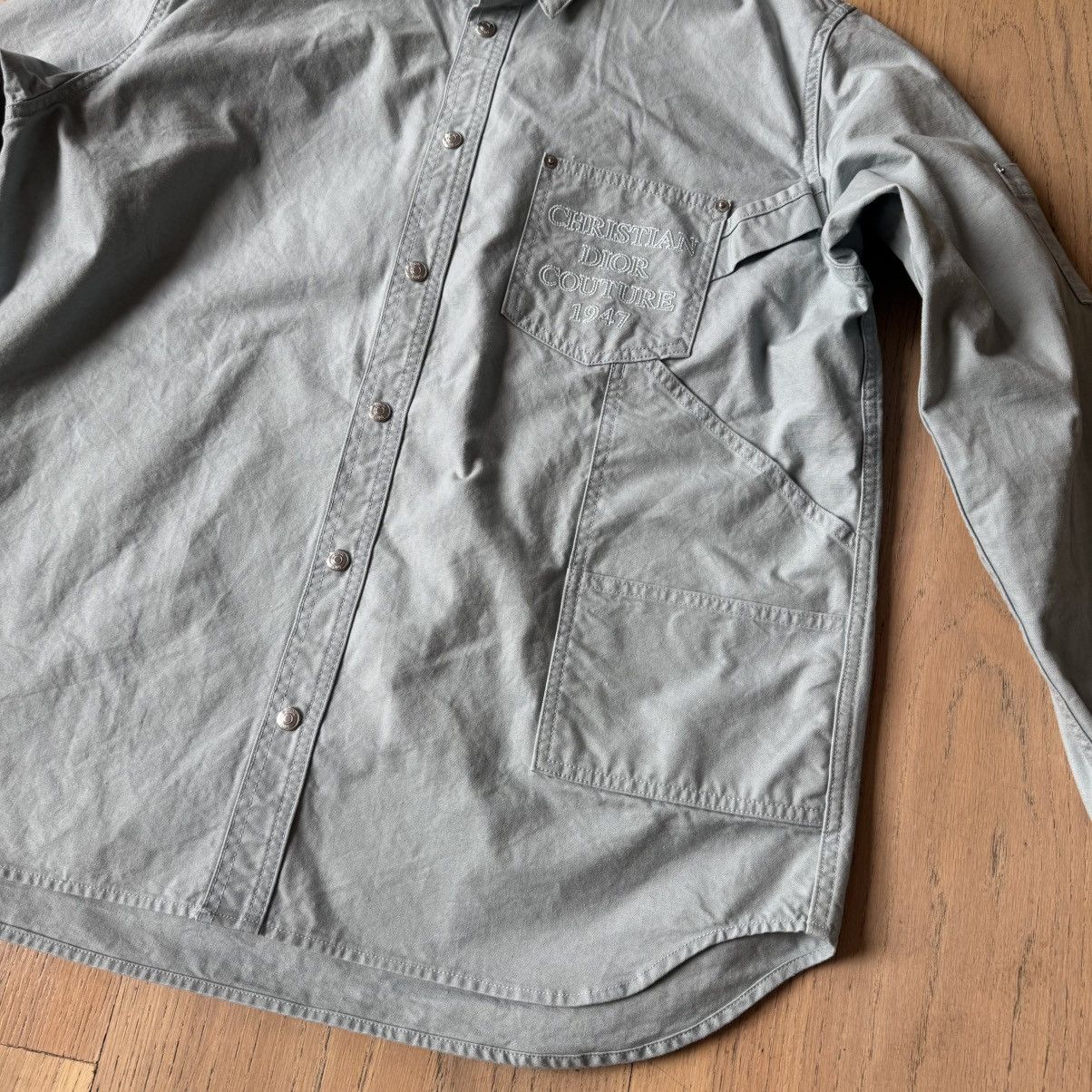 Dior Dior - Logo Embroidered Long-Sleeve Shirt - Mint / Grey Size US L / EU 52-54 / 3 - 2 Thumbnail