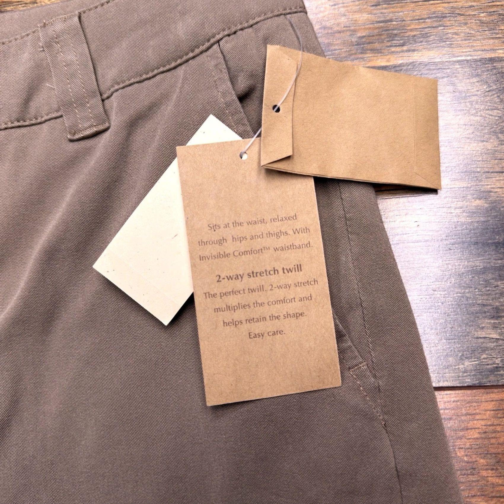 Coldwater Creek Coldwater Creek Cropped Pants Womens 10 Tan Twill Stretch Flat Front Zip Button Straight Leg Cotton Spandex NWT Vintage No Size 32" / US 10 / IT 46 - 5 Thumbnail