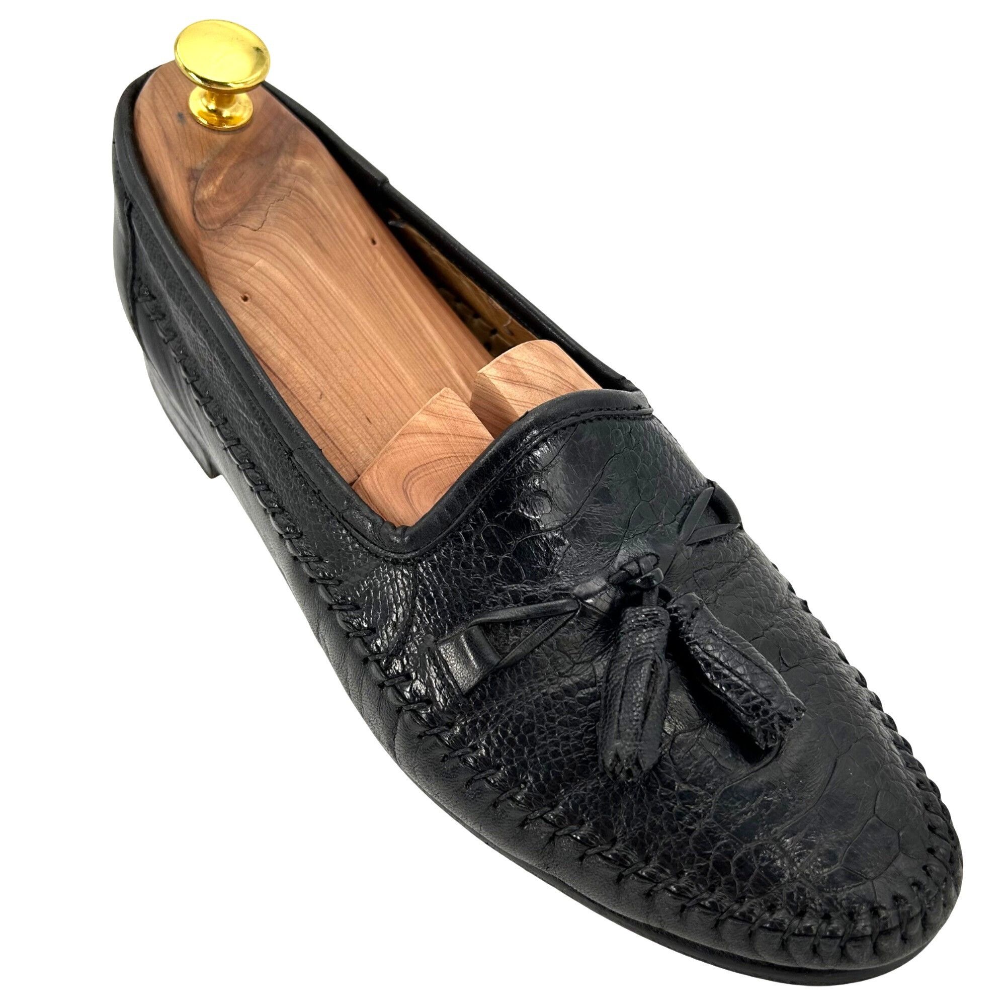 Zelli Vintage Zelli Men's Size 9M Black Exotic Ostrich Leg Leather Size US 9 / EU 42 - 2 Thumbnail