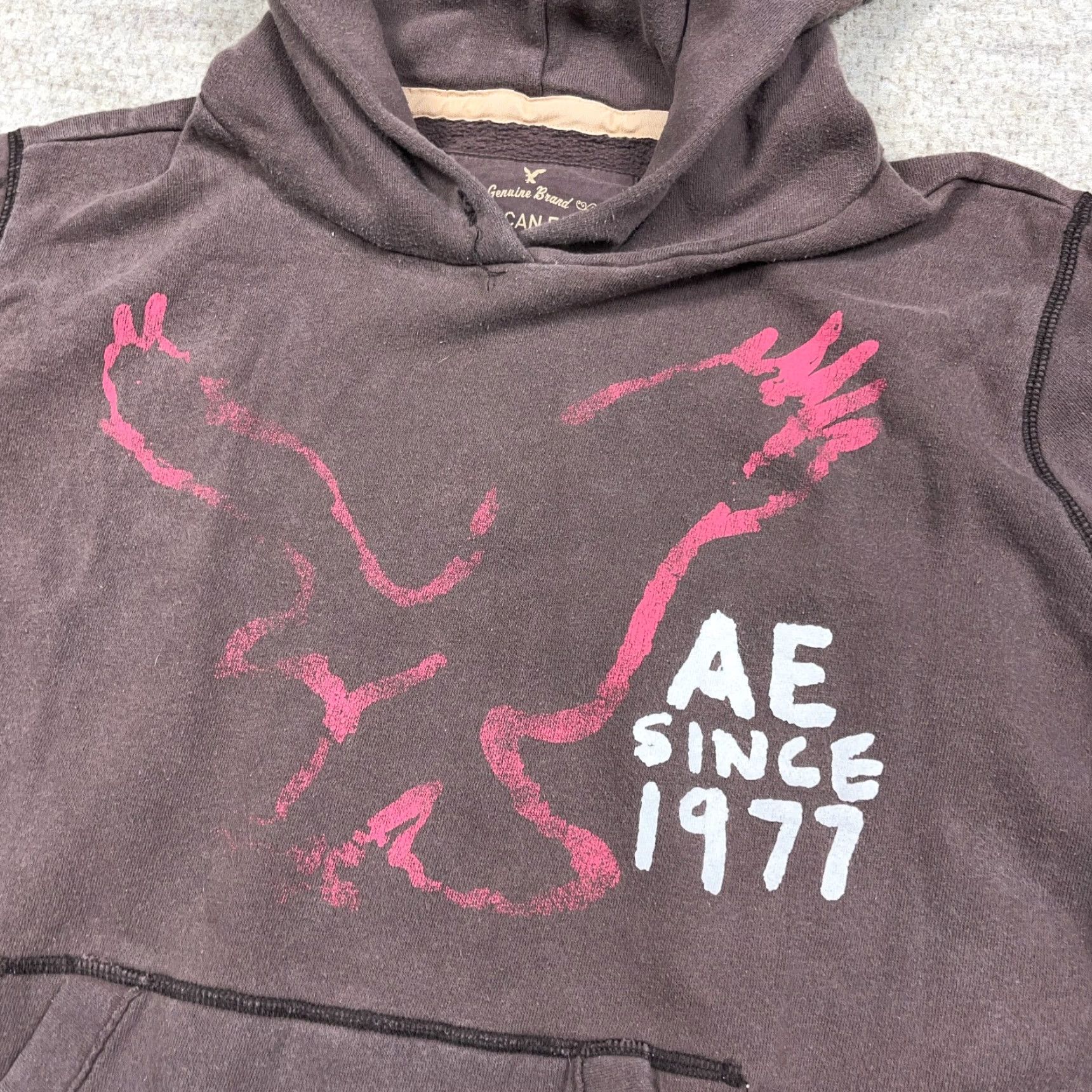 American Eagle Outfitters Vintage American Eagle Outfitters Hoodie Women 2XL Brown Faded AE77 2000s Y2K AE || Size XXL / US 16-18 / IT 52-54 - 4 Thumbnail