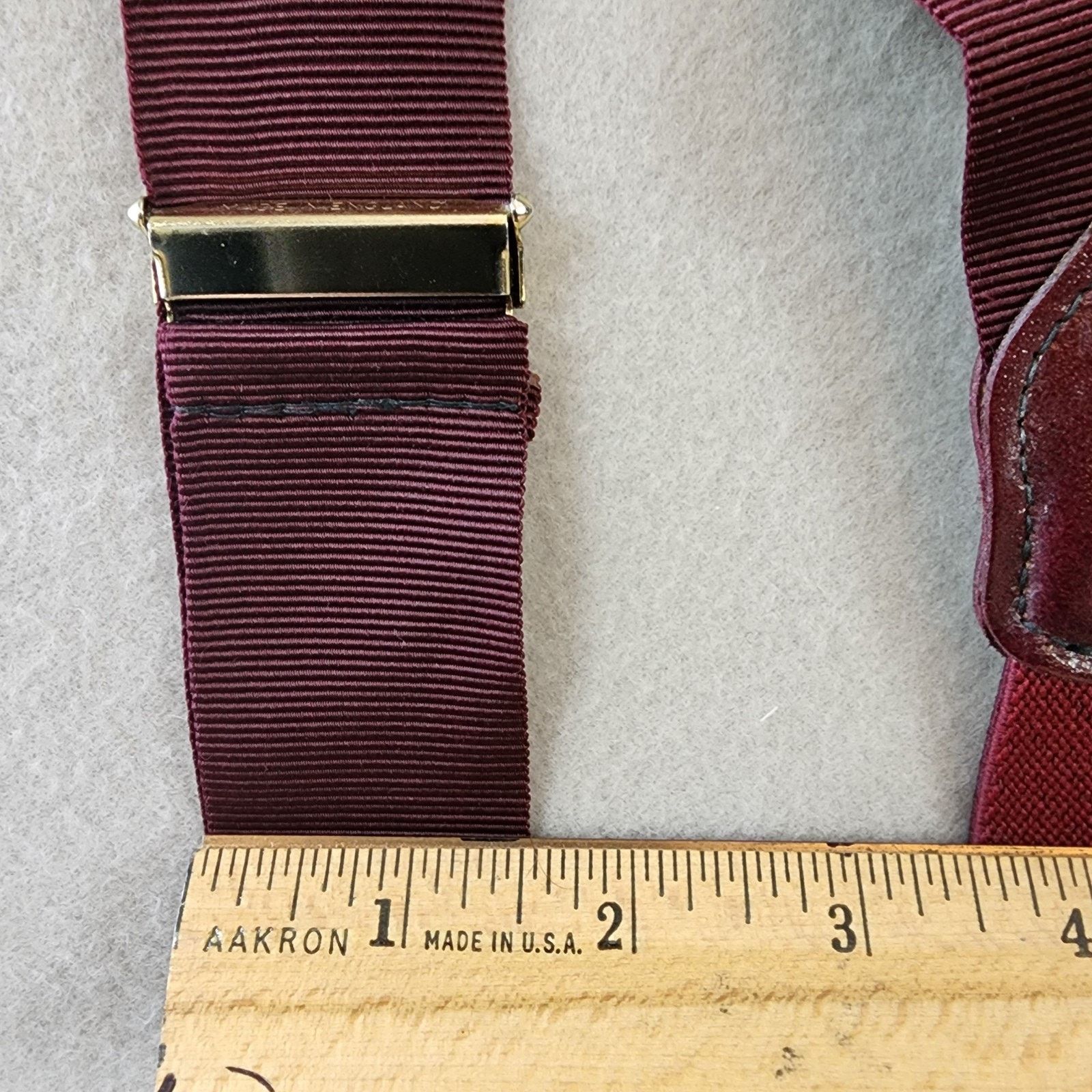 Other Men's Suspenders Maroon Back Leather Button-On Style Size ONE SIZE - 6 Thumbnail