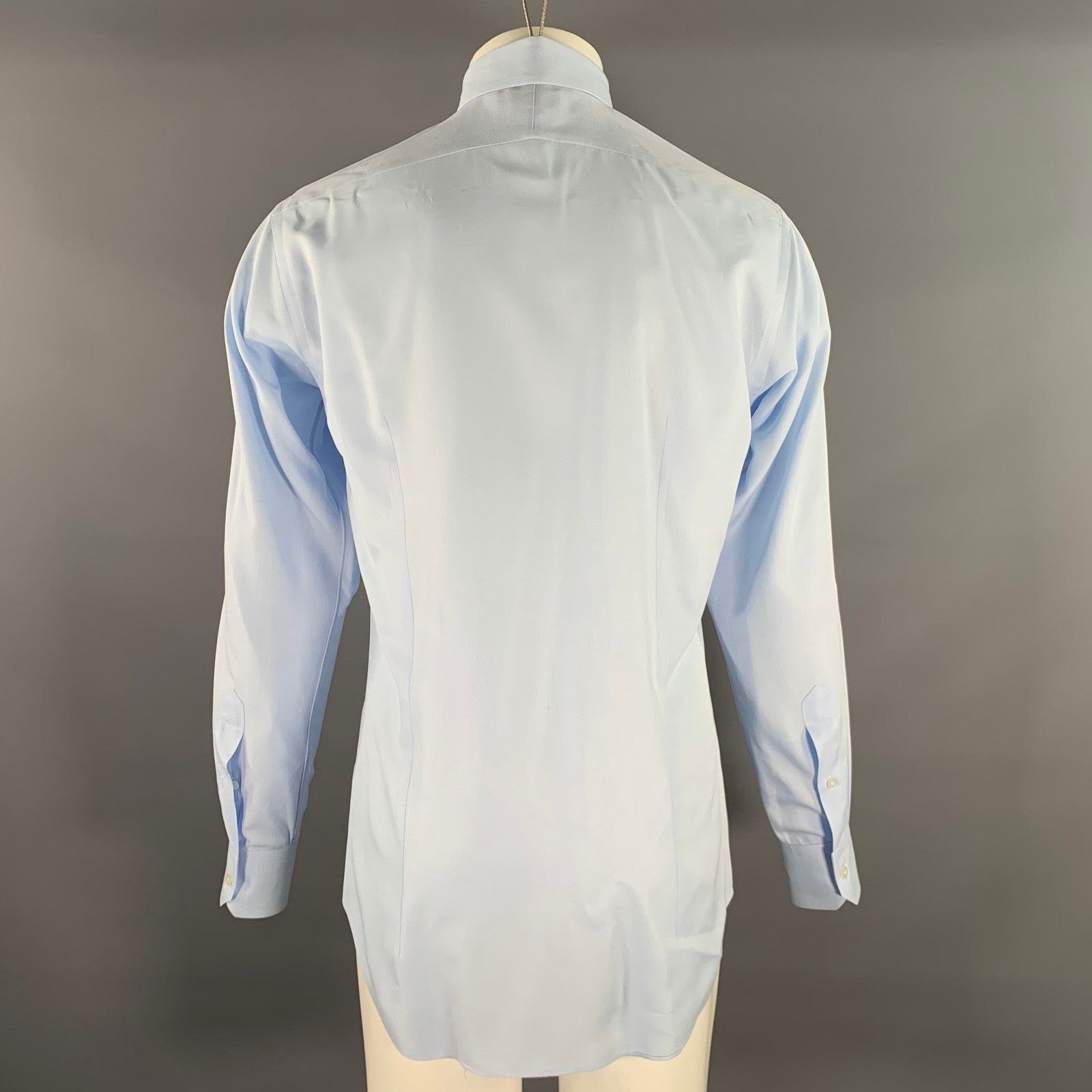 Hamilton HAMILTON S Blue Light Blue Cotton Spread Collar LS Shirt Size US S / EU 44-46 / 1 - 3 Thumbnail