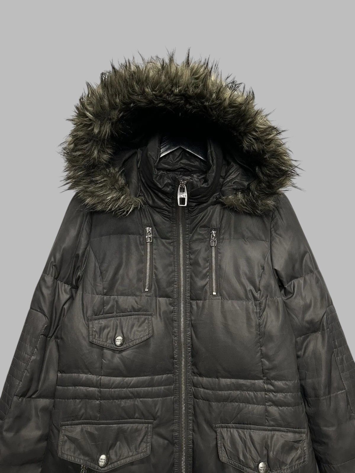 Hysteric Glamour Jacket Grey Vintage Miss Sixty Militare Fur Hood Y2K Style Size S / US 4 / IT 40 - 2 Thumbnail