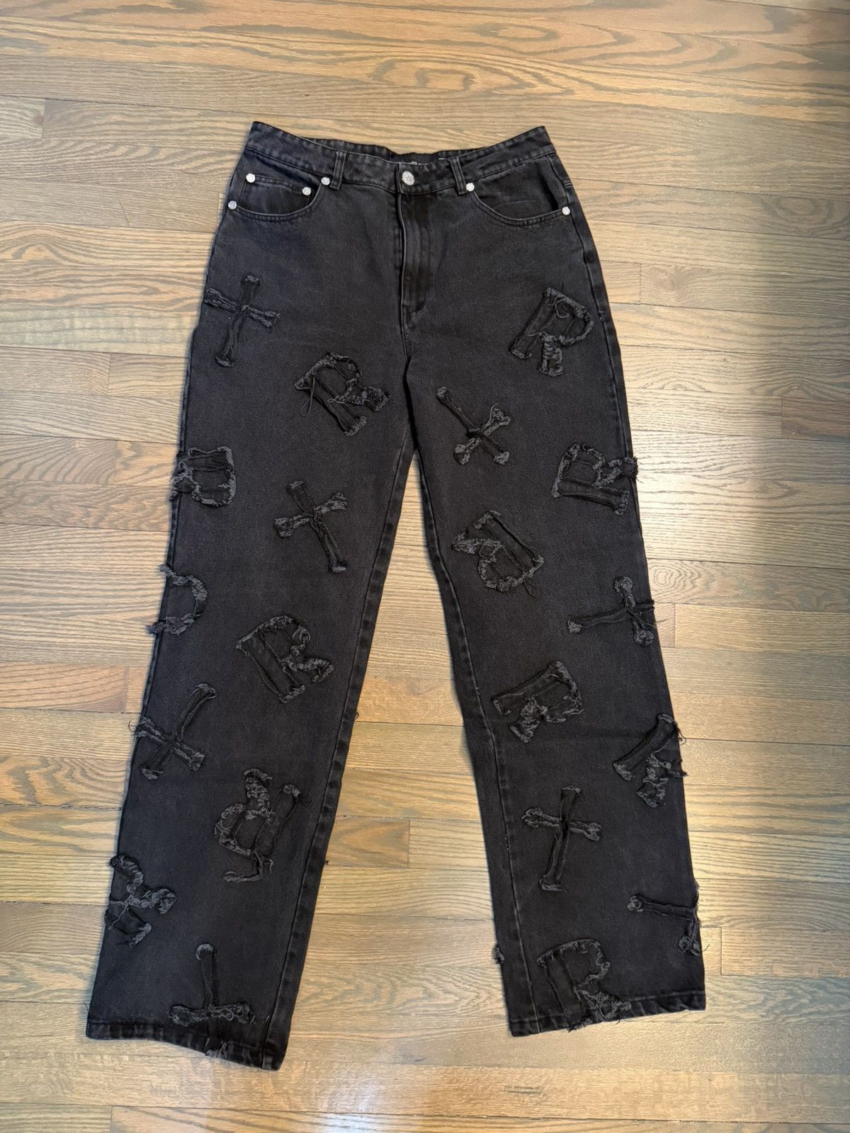 Racer Worldwide Racer Worldwide - Black Patch Jeans - Size 32 Size US 32 / EU 48 - 1 Thumbnail