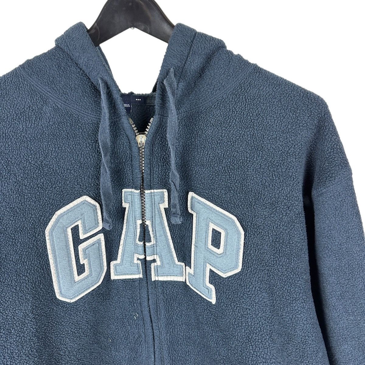 Gap × Vintage Vintage Y2K GAP Blue Fleece Spellout Full Zip Hoodie Size US L / EU 52-54 / 3 - 3 Thumbnail