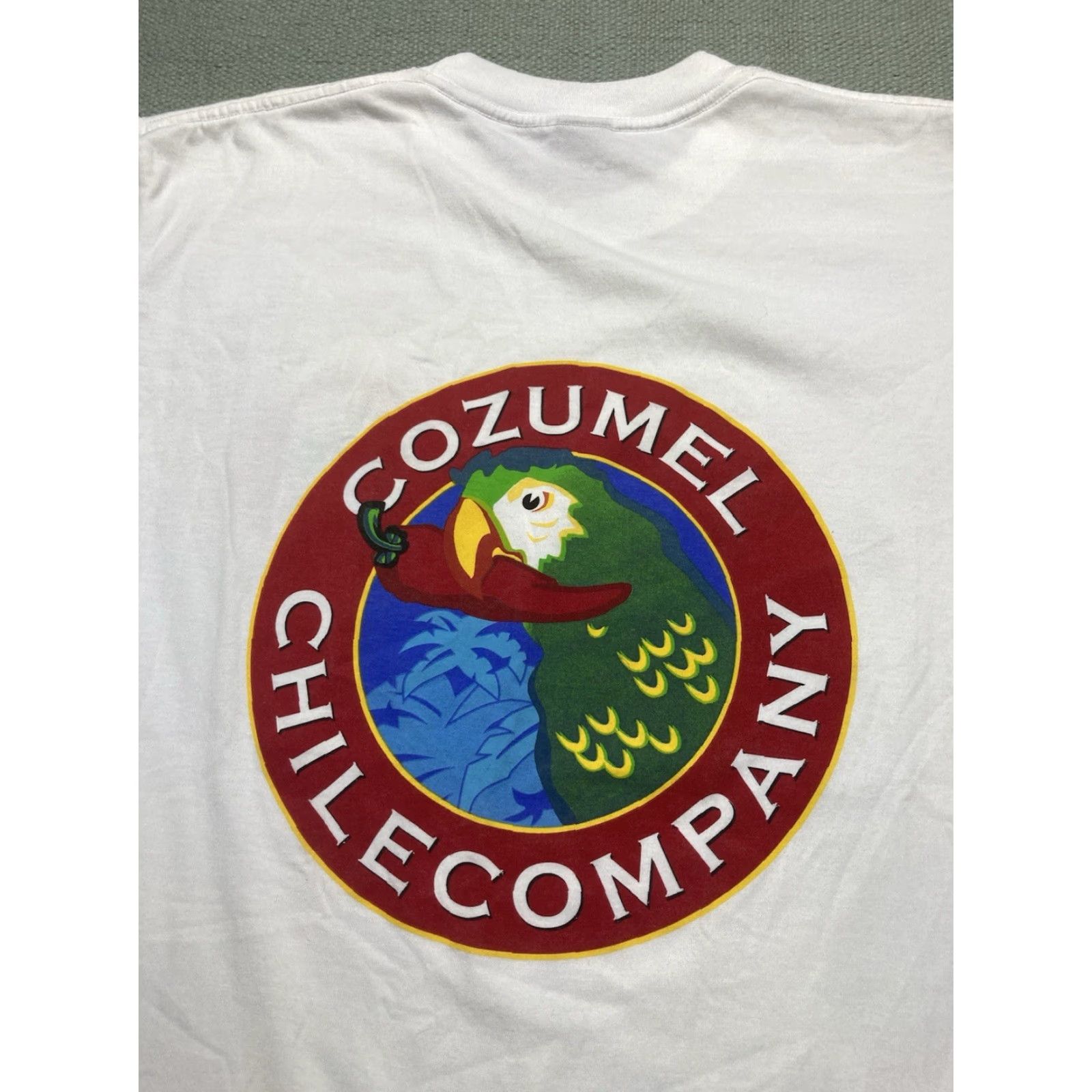 Vintage VINTAGE 90s Graphic T-Shirt Cozumel Chile Company Pepper Parrot Mexico Large Men White T-Shirt Modern Style 90s Mens Size US L / EU 52-54 / 3 - 2 Thumbnail