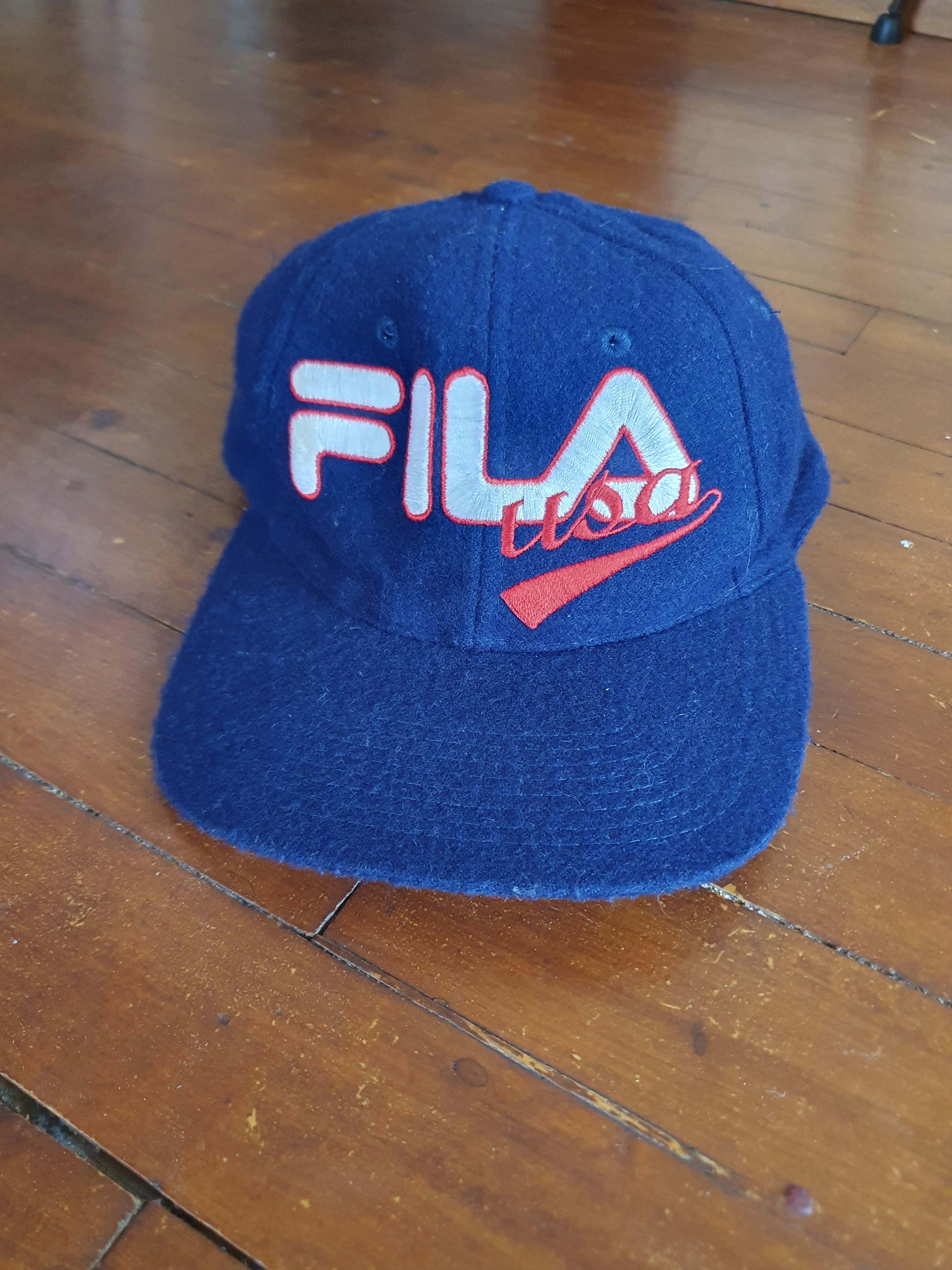 Fila × Vintage Fila USA Wool Blend Strapback Hat Winter Cap Size ONE SIZE - 2 Thumbnail