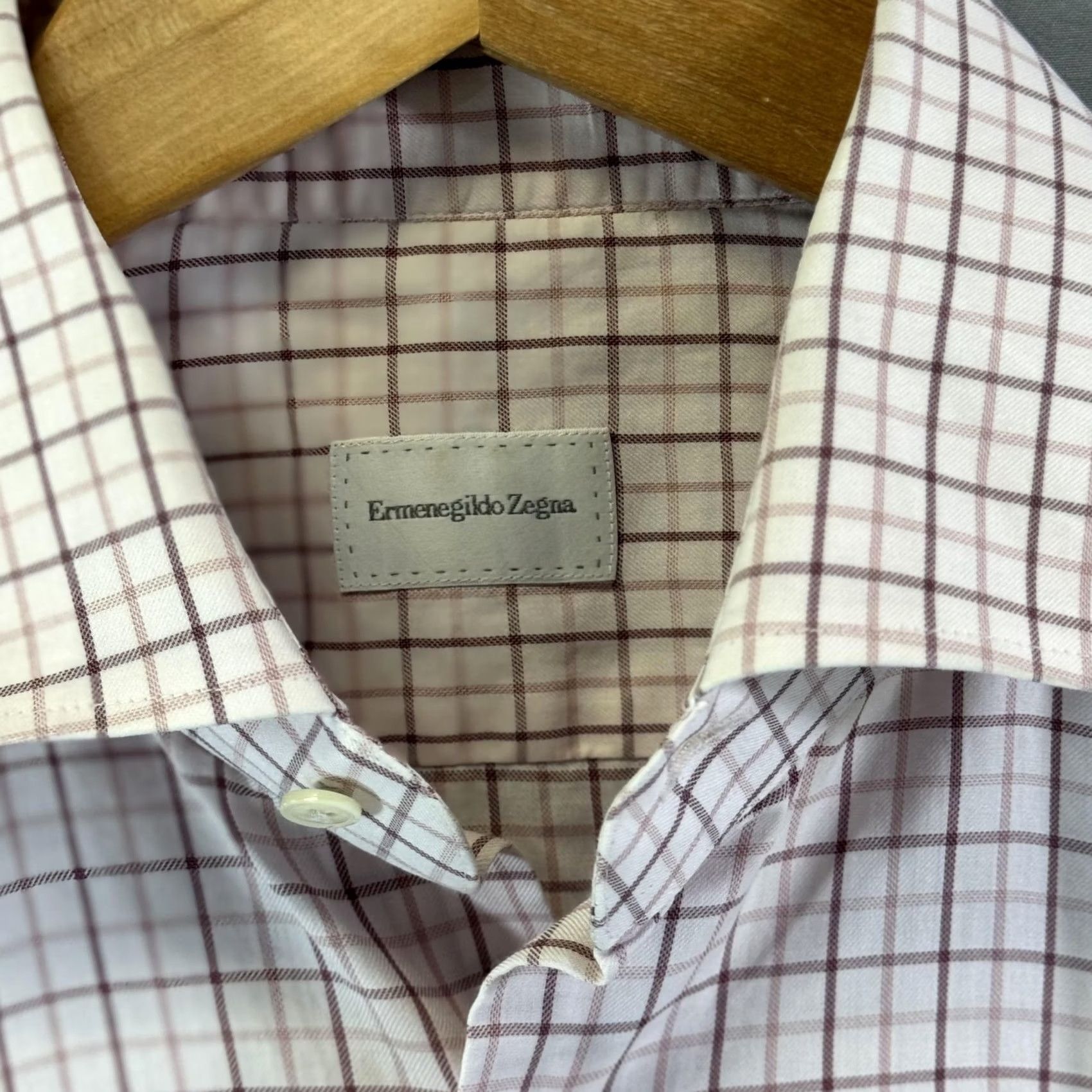 Ermenegildo Zegna Ermenegildo Zegna Shirt Mens 15.5 Medium Pink Purple Plaid Button Up Dress Shirt Size 42R - 4 Thumbnail