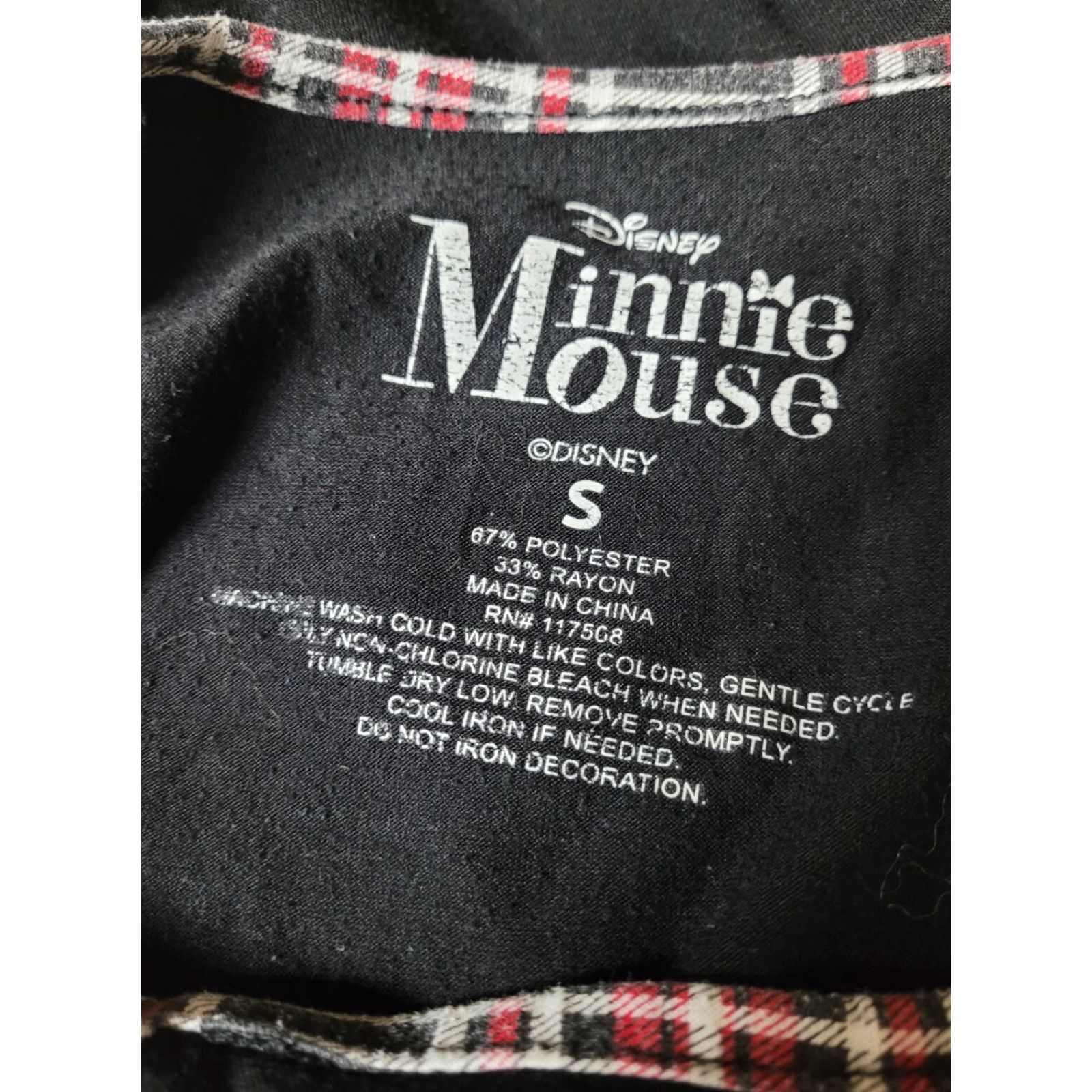 Disney VINTAGE Womens Jrs Girls Small Disney Minnie Mad About Mickey Long Sleeve Plaid T Shirt Size S / US 4 / IT 40 - 3 Thumbnail