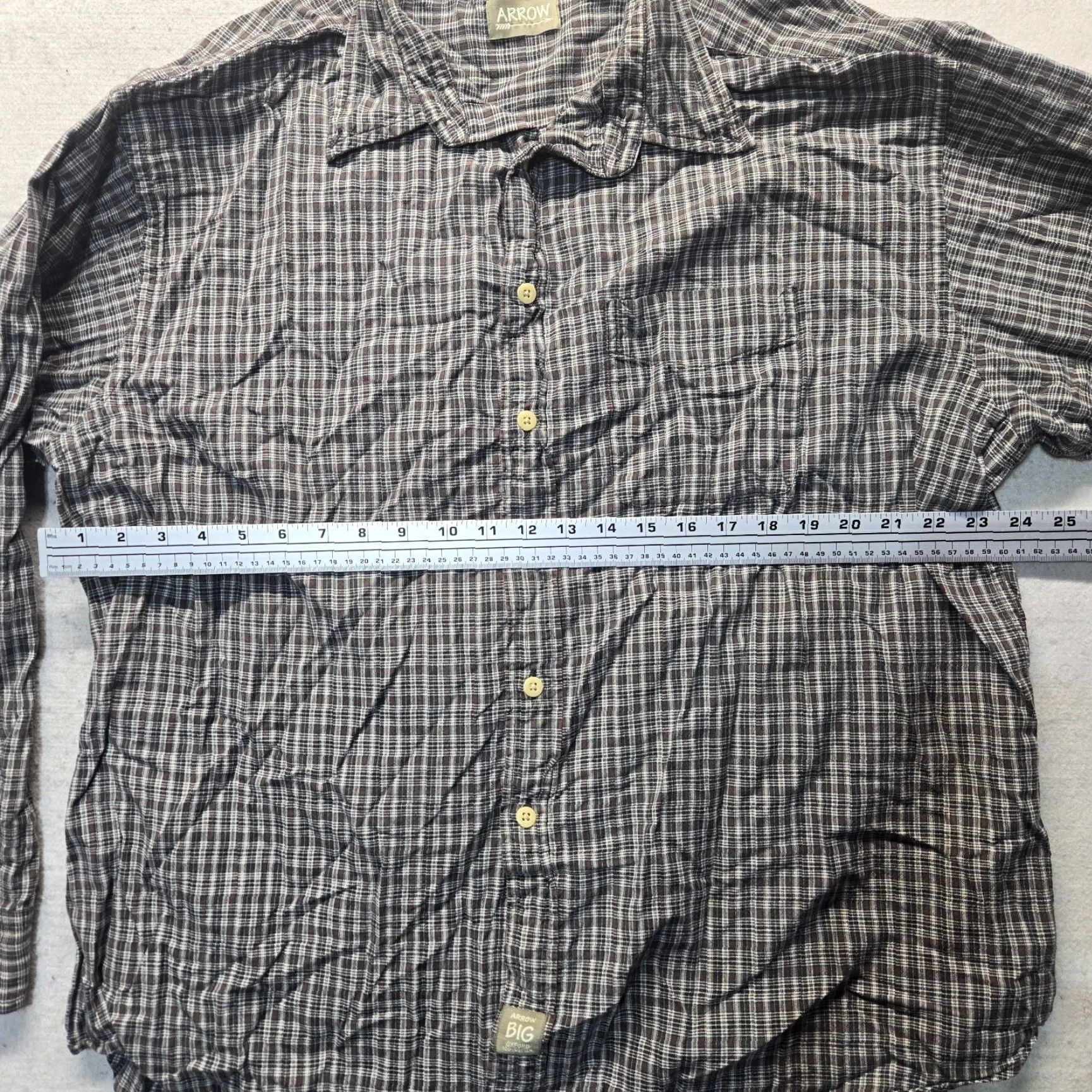 Arrow Arrow Shirt 2XL Mens Brown Checkered Long Sleeve Cotton Button-Up Shirt Size US XXL / EU 58 / 5 - 4 Thumbnail