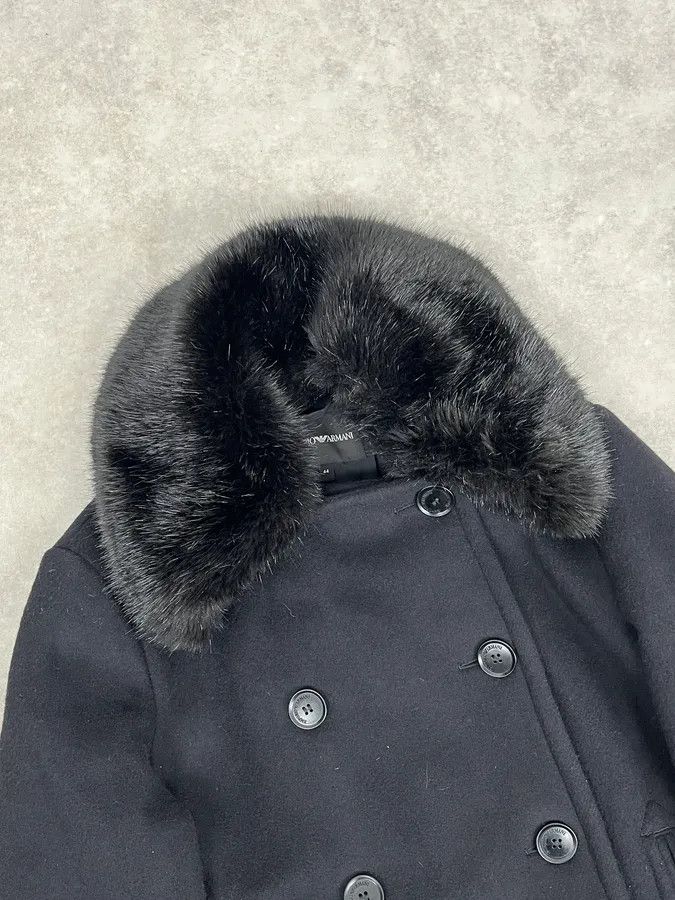 Emporio Armani AW2019 Emporio Armani Black Wool Faux Fur Collar Buttoned Coat Size XS / US 0-2 / IT 36-38 - 5 Thumbnail
