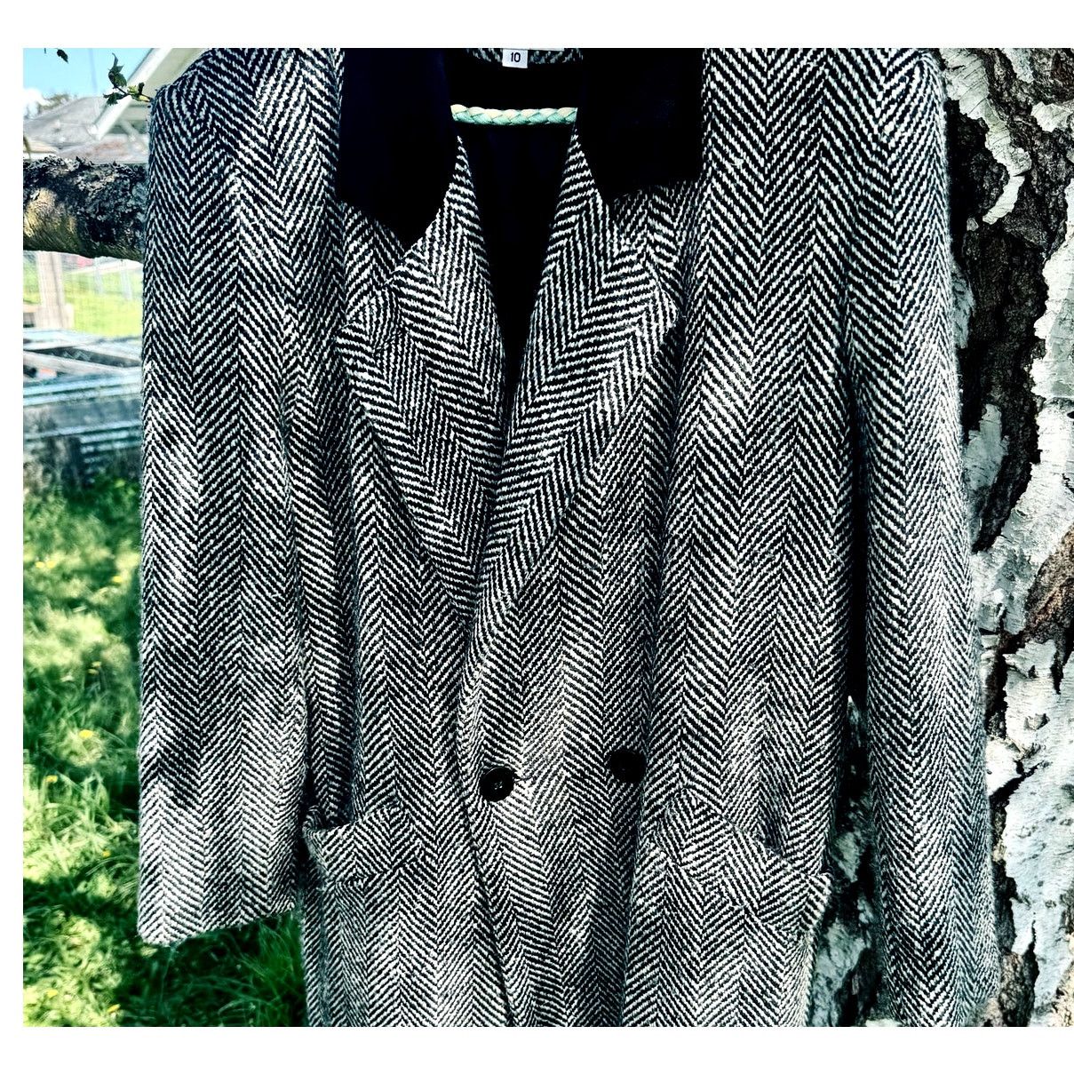 Vintage Vtg '80s Kristen Blake Herringbone Tweed Duster Size M / US 6-8 / IT 42-44 - 2 Thumbnail
