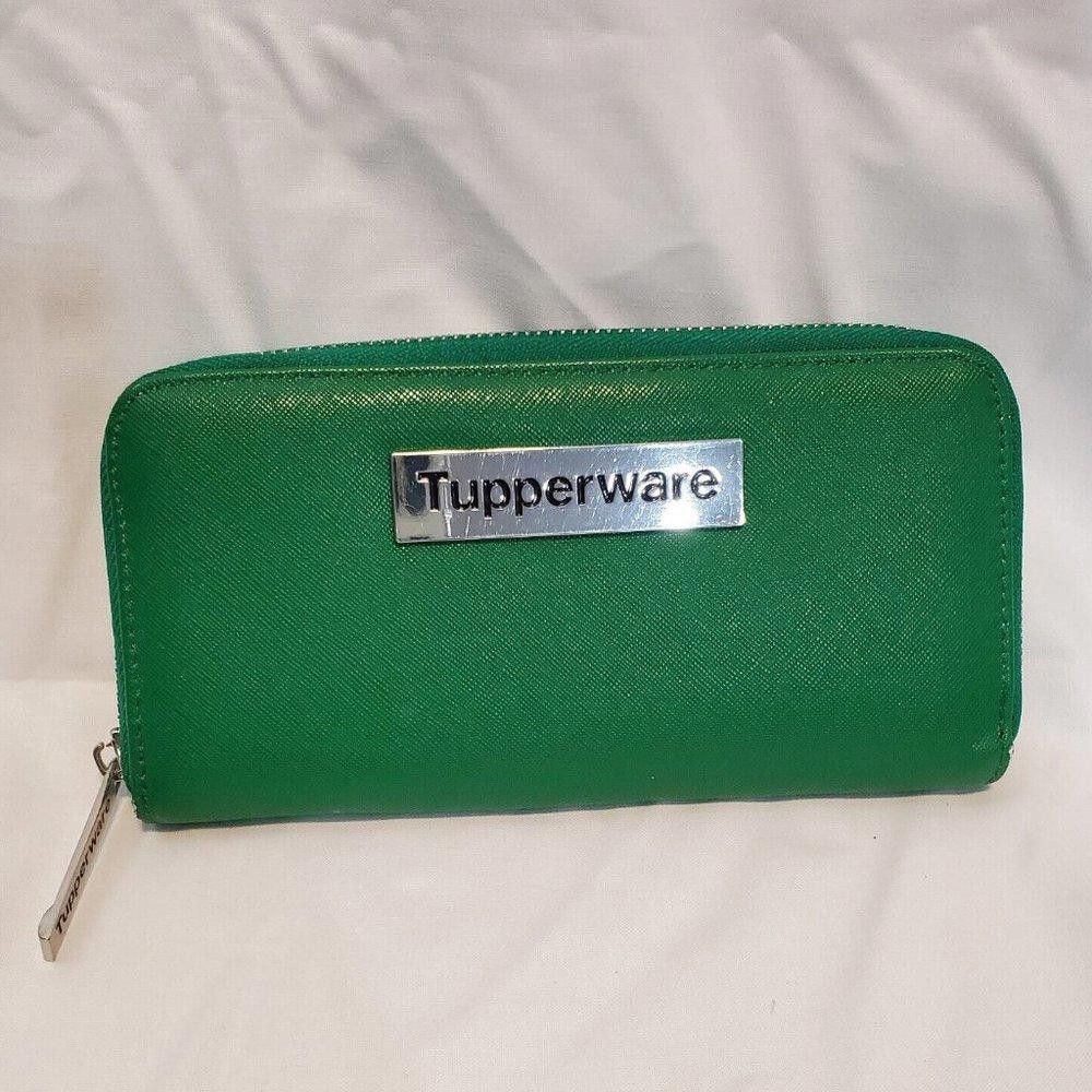 Other Tupperware Logo Consultant Award Wallet Green Zip Leather Size ONE SIZE - 1 Thumbnail