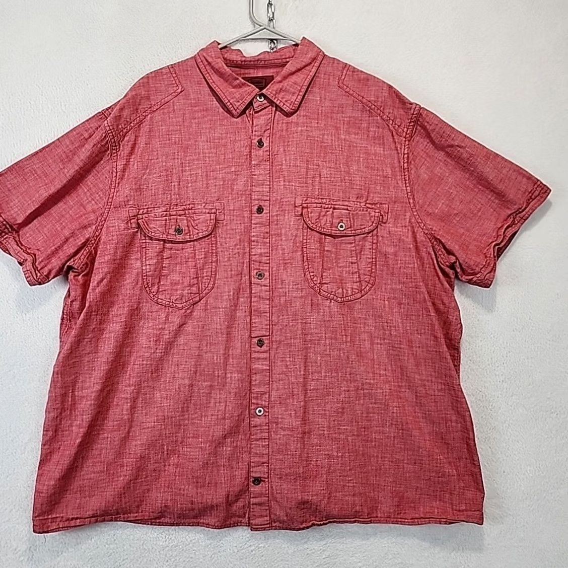 Vintage Foundry Men's 2XL Red Short Sleeve Button-Up Work Shirt Grunge Pocket Casual Shirt Size US XXL / EU 58 / 5 - 3 Thumbnail
