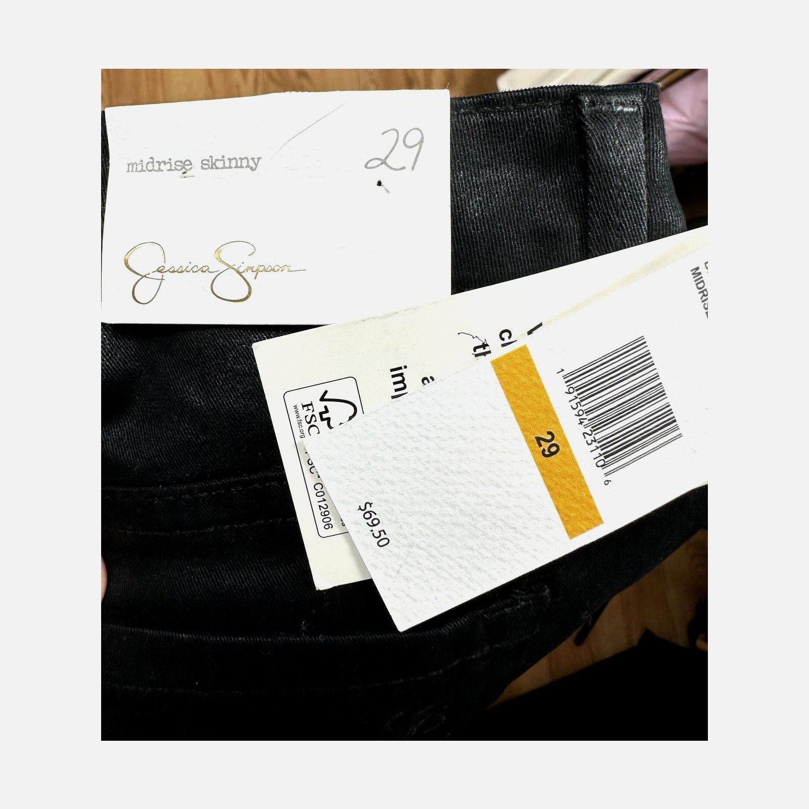 Jessica Simpson Jessica Simpson Mid Rise Skinny Jeans Shiny Black 8 (29) Size 29" - 14 Thumbnail