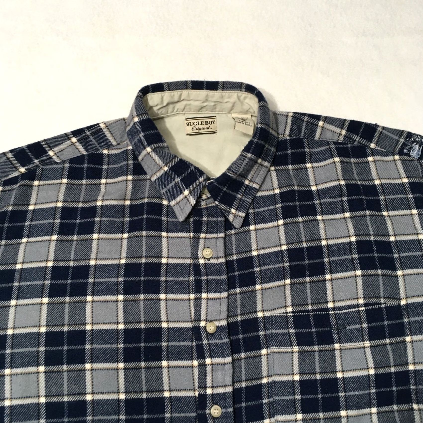 Bugle Boy VINTAGE Bugle Boy Shirt L Blue Plaid Long Sleeve with Pocket Size US L / EU 52-54 / 3 - 2 Thumbnail