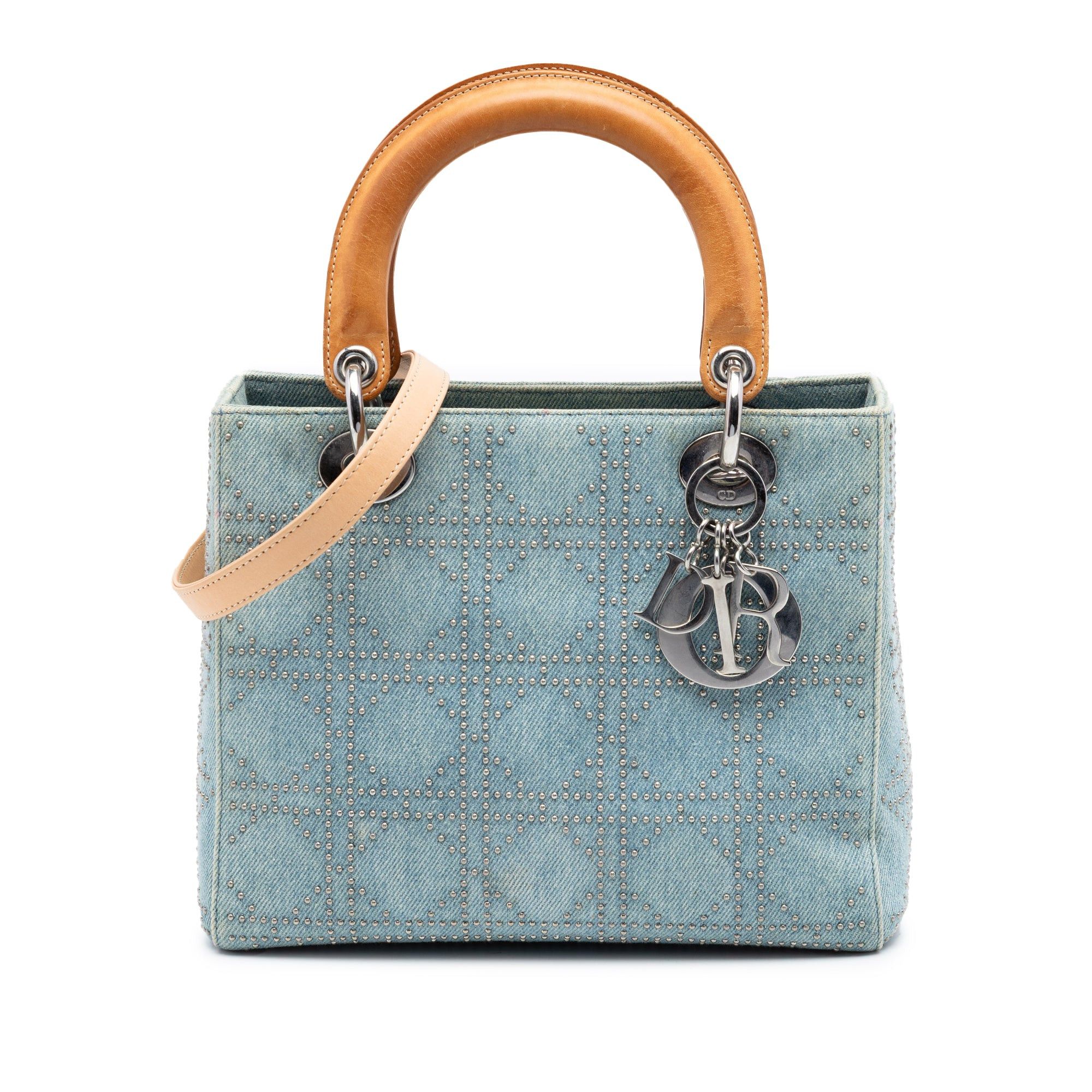Dior Medium Denim Cannage Studded Lady Dior Size ONE SIZE - 1 Thumbnail