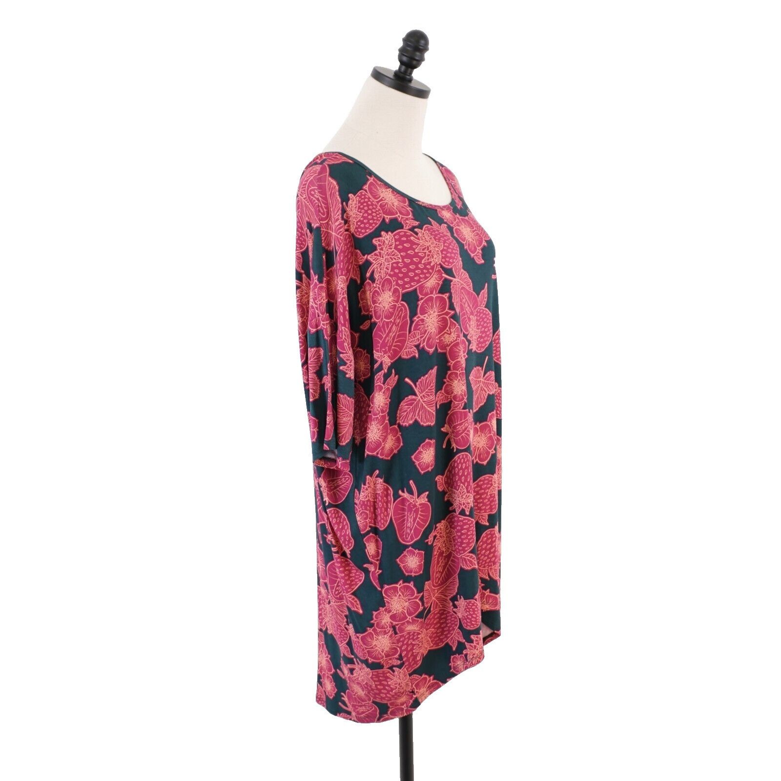 Designer NEW LuLaRoe Irma XL Pink Green Floral Tunic Boat Neck Top Sh Size XL / US 12-14 / IT 48-50 - 7 Thumbnail