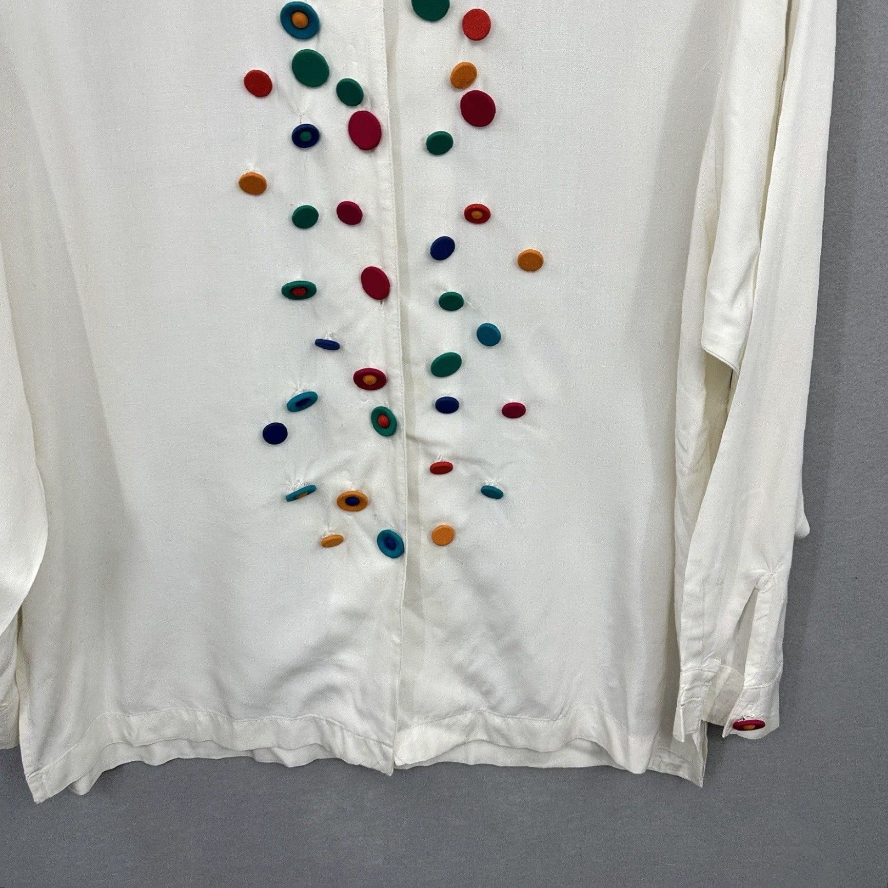 Express VINTAGE Express Blouse Shirt Womens S Ivory 90s Clowncore Button Collared Long Sleeve Retro Boho 80s 90s Womens Size S / US 4 / IT 40 - 6 Thumbnail