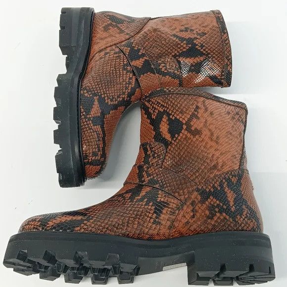 Jimmy Choo Jimmy Choo Youth II Cuoio Snake Print Leather Biker Boots-36 Size US 6 / IT 36 - 6 Thumbnail