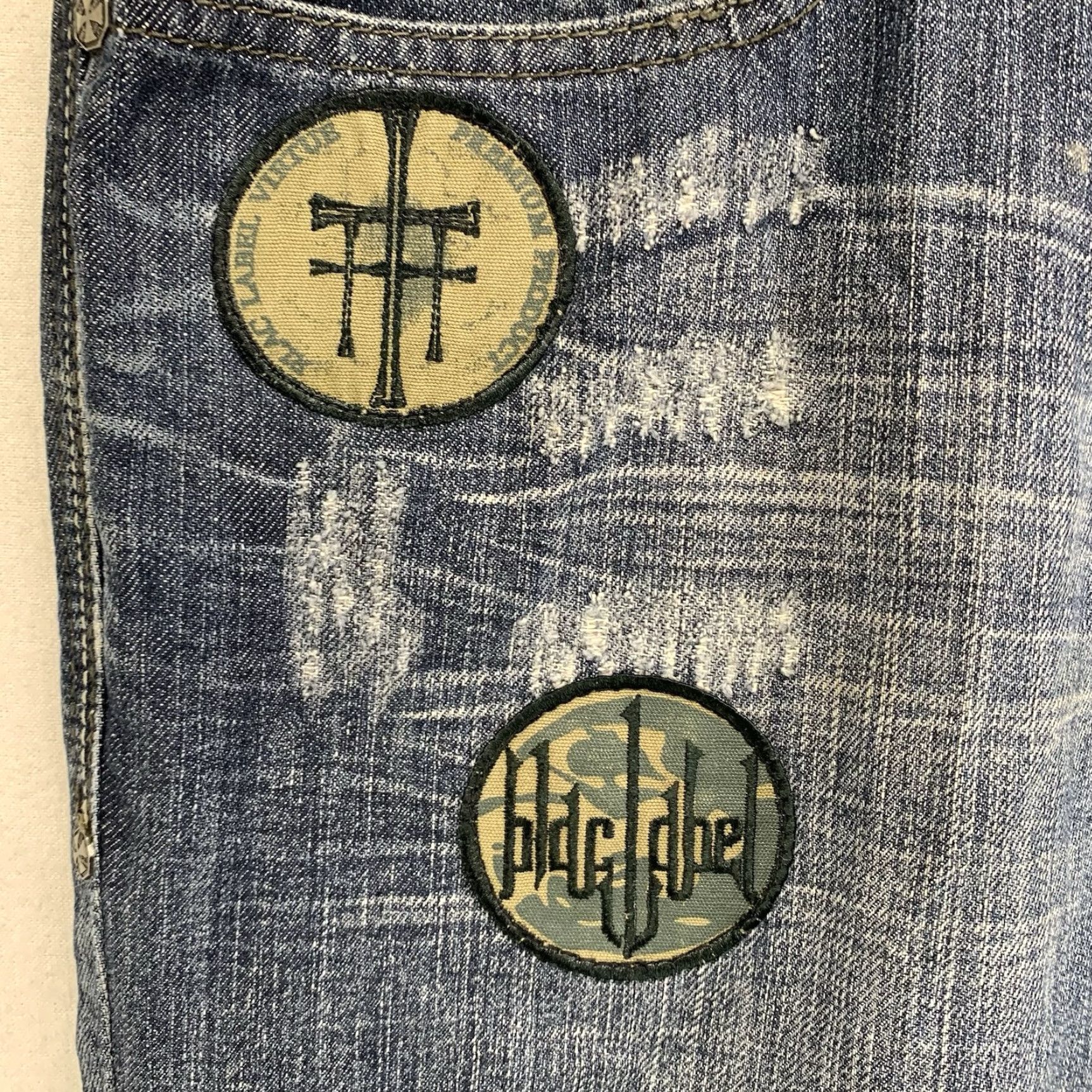 Vintage VINTAGE Blac Label Jeans Men's 42x35 Blue Denim Embroidered Patches Hip Hop 90s Grunge Size US 42 / EU 58 - 3 Thumbnail