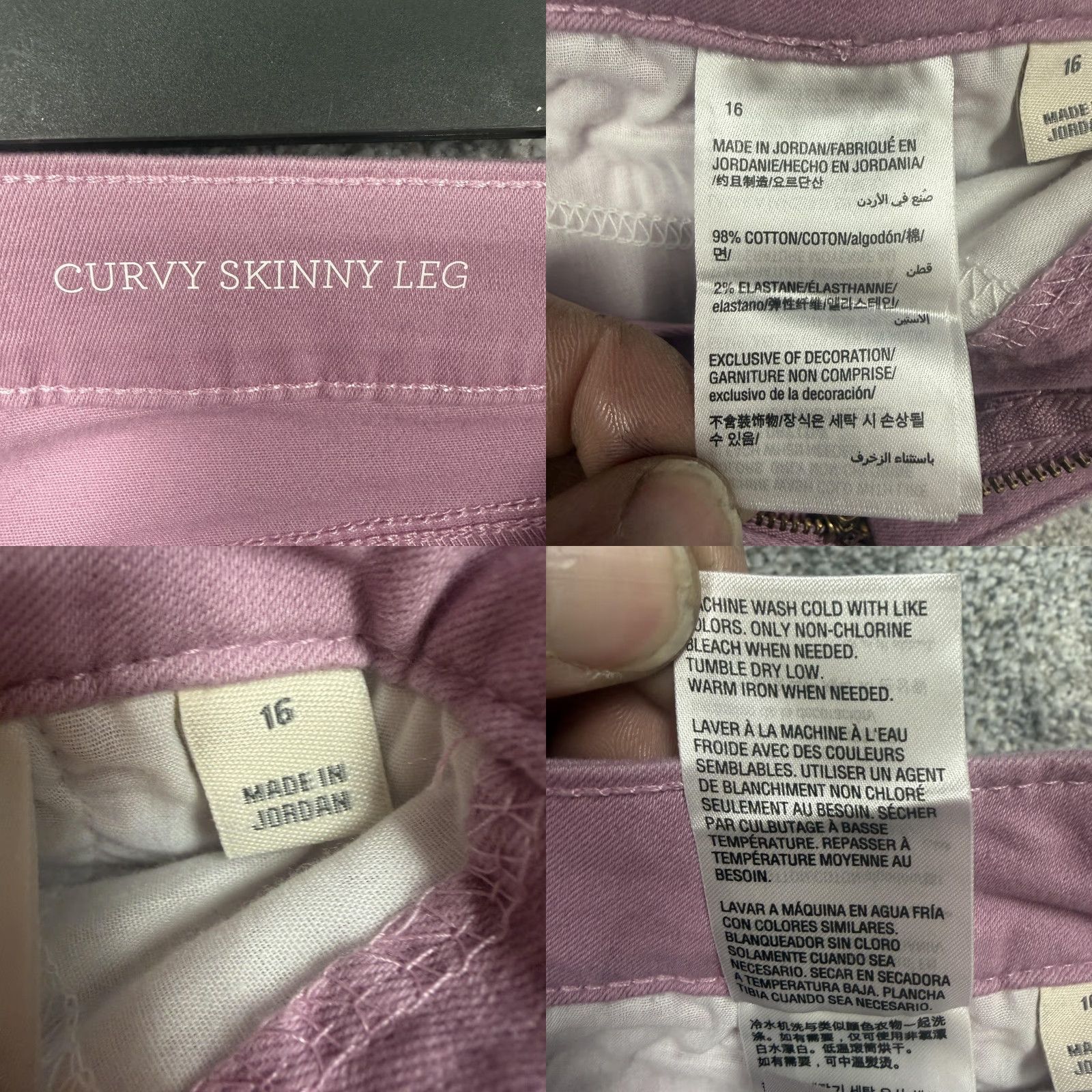 Style & Co Style & Co Curvy Skinny Leg Jeans Womens 16 Purple High Rise Stretch Denim 36 Inseam 28 in Size 38" / US 16 / IT 52 - 8 Thumbnail