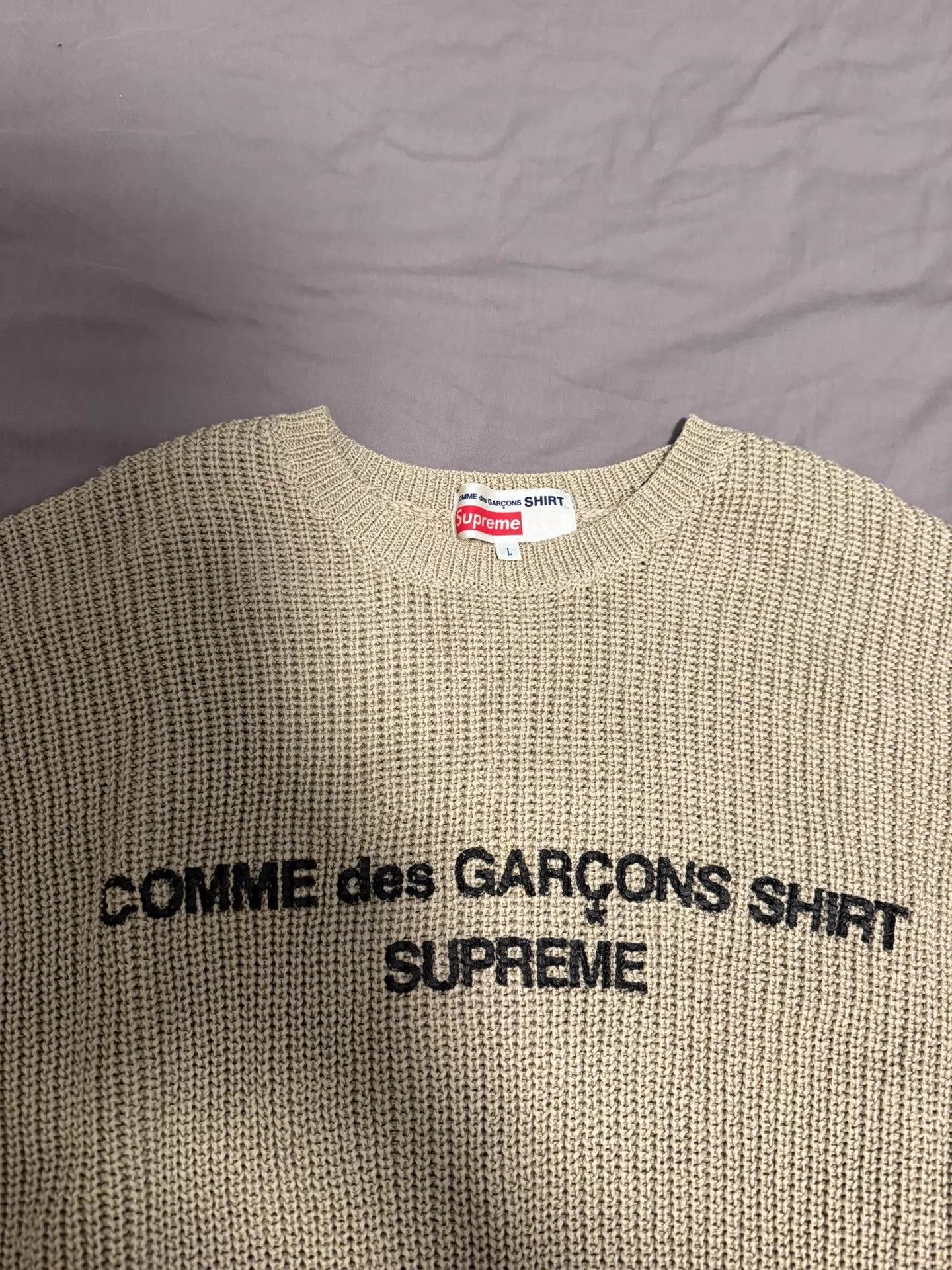 Supreme Supreme CDG Tan Sweater L (New, Slight Yellowing) Size US L / EU 52-54 / 3 - 2 Thumbnail