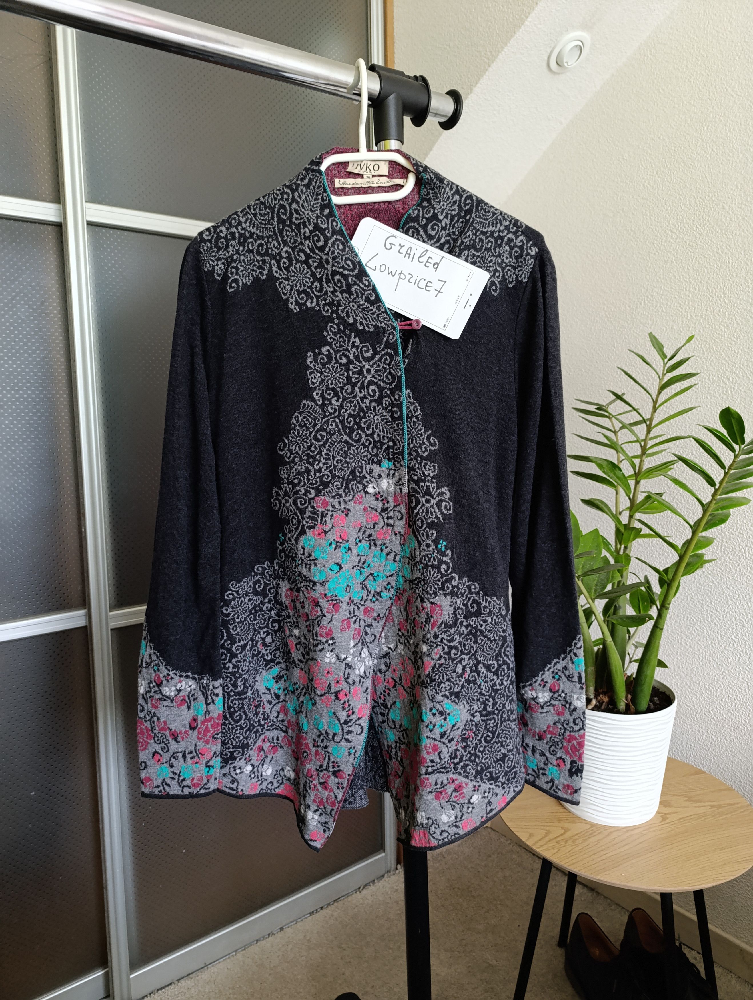 Designer IVKO WOOL KNIT CARDIGAN FLORAL PATTERN Size XS / US 0-2 / IT 36-38 - 3 Thumbnail