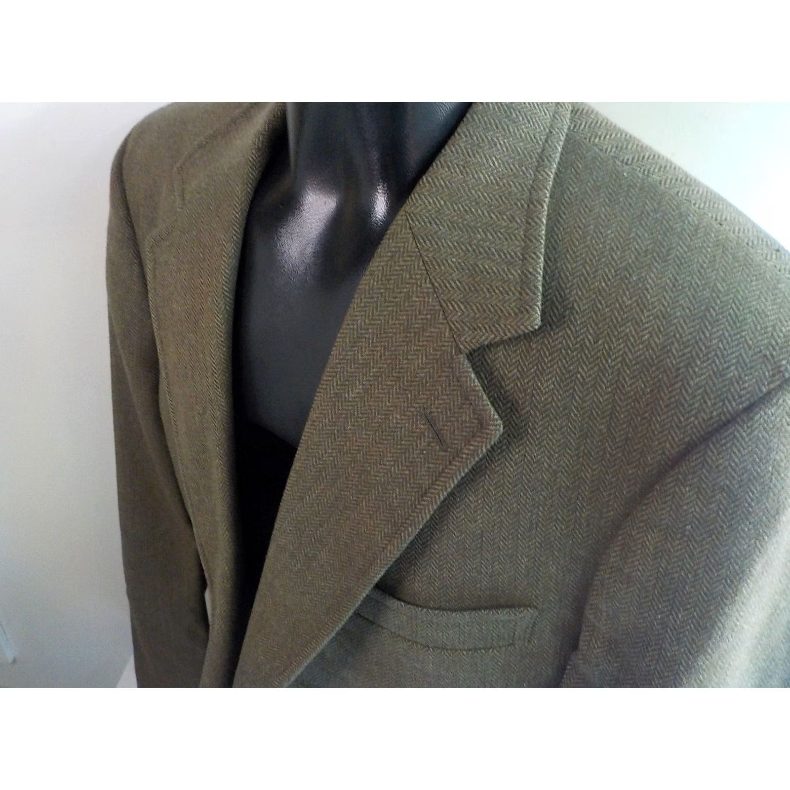 Brooks Brothers VINTAGE Brooks Brothers Blazer 2 Button Herringbone Wool SZ 42R Mens Green 100% Wool USA Size 42R - 6 Thumbnail