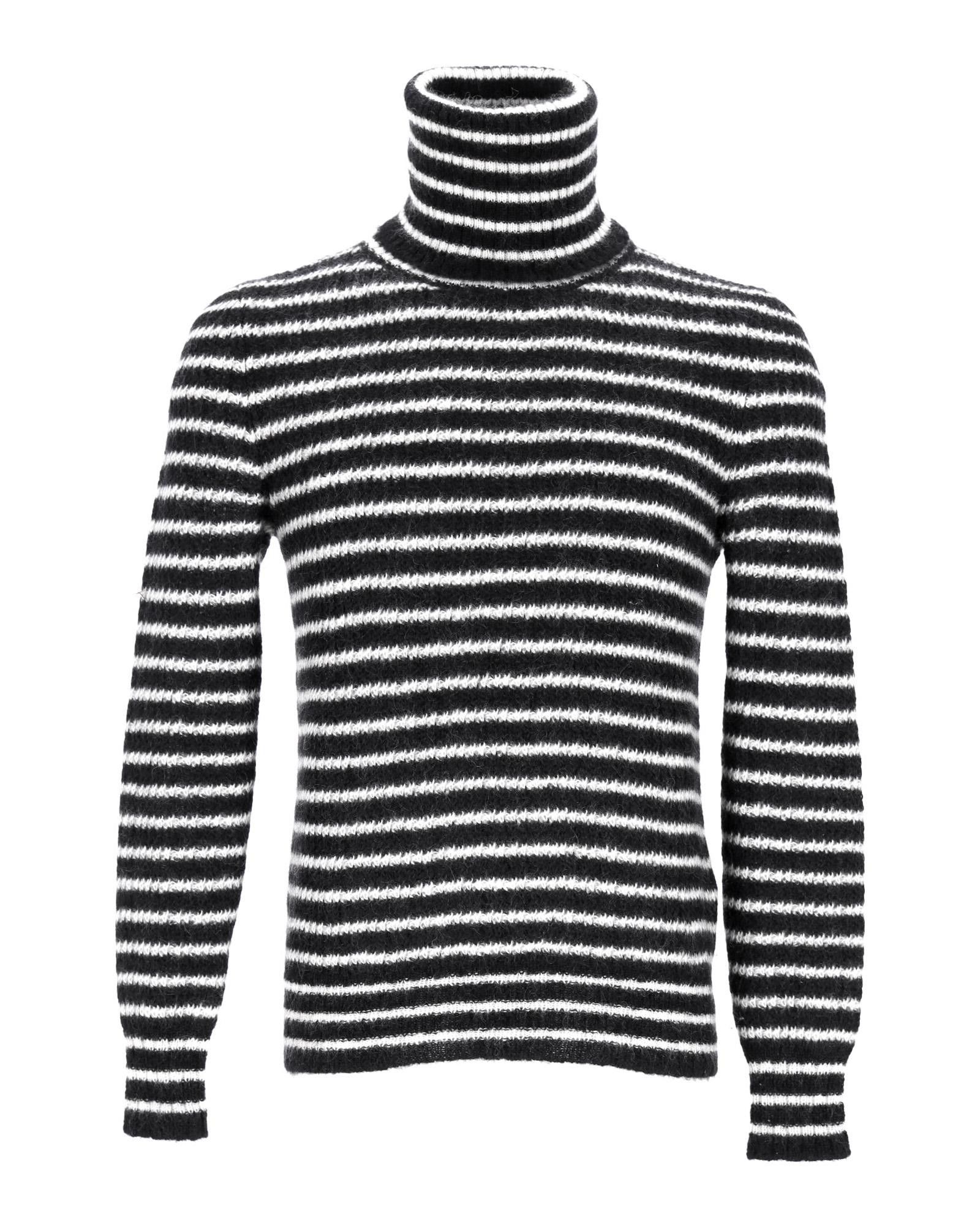 image of YVES Saint Laurent Luxurious Black And White Striped Mohair Turtleneck Top, Men's (Size Small)