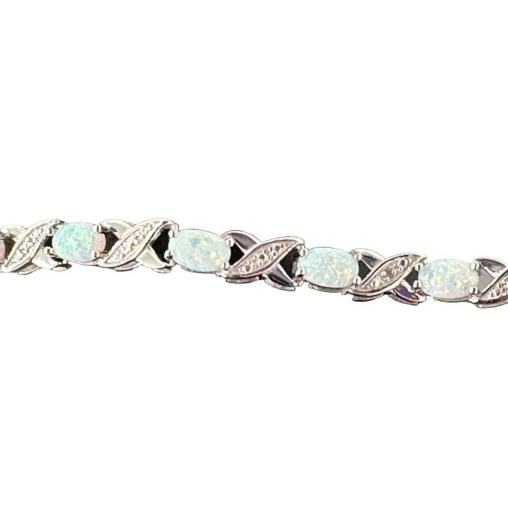 Other XO Infinity Bracelet Lab Created Opal and Diamond Accent in Size ONE SIZE - 2 Thumbnail