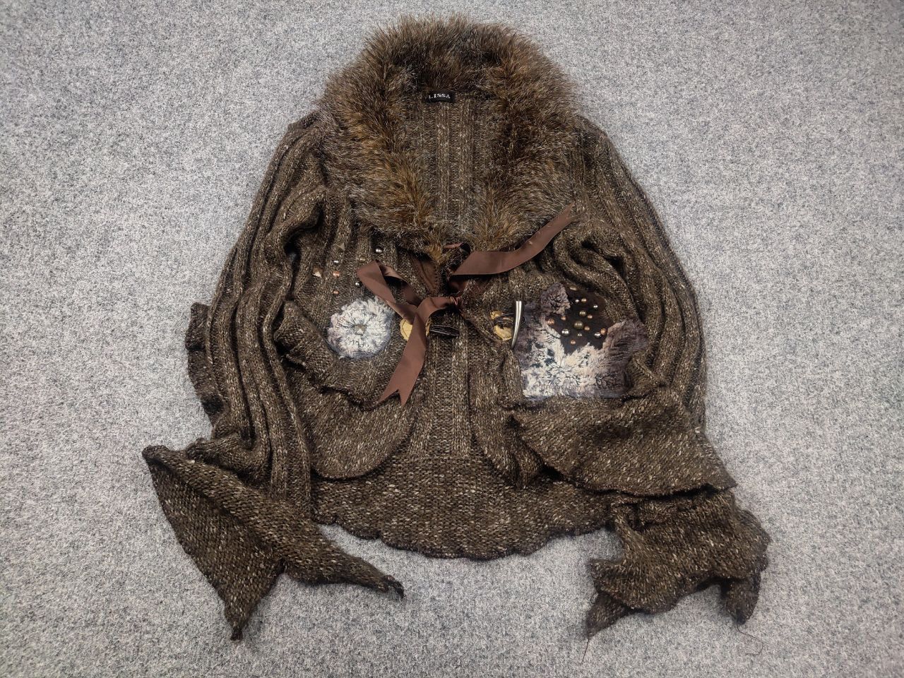 If Six Was Nine Zone Bleue vintage Y2K Brown Knit Sweater ruffle sleeves LGB Size M / US 6-8 / IT 42-44 - 3 Thumbnail