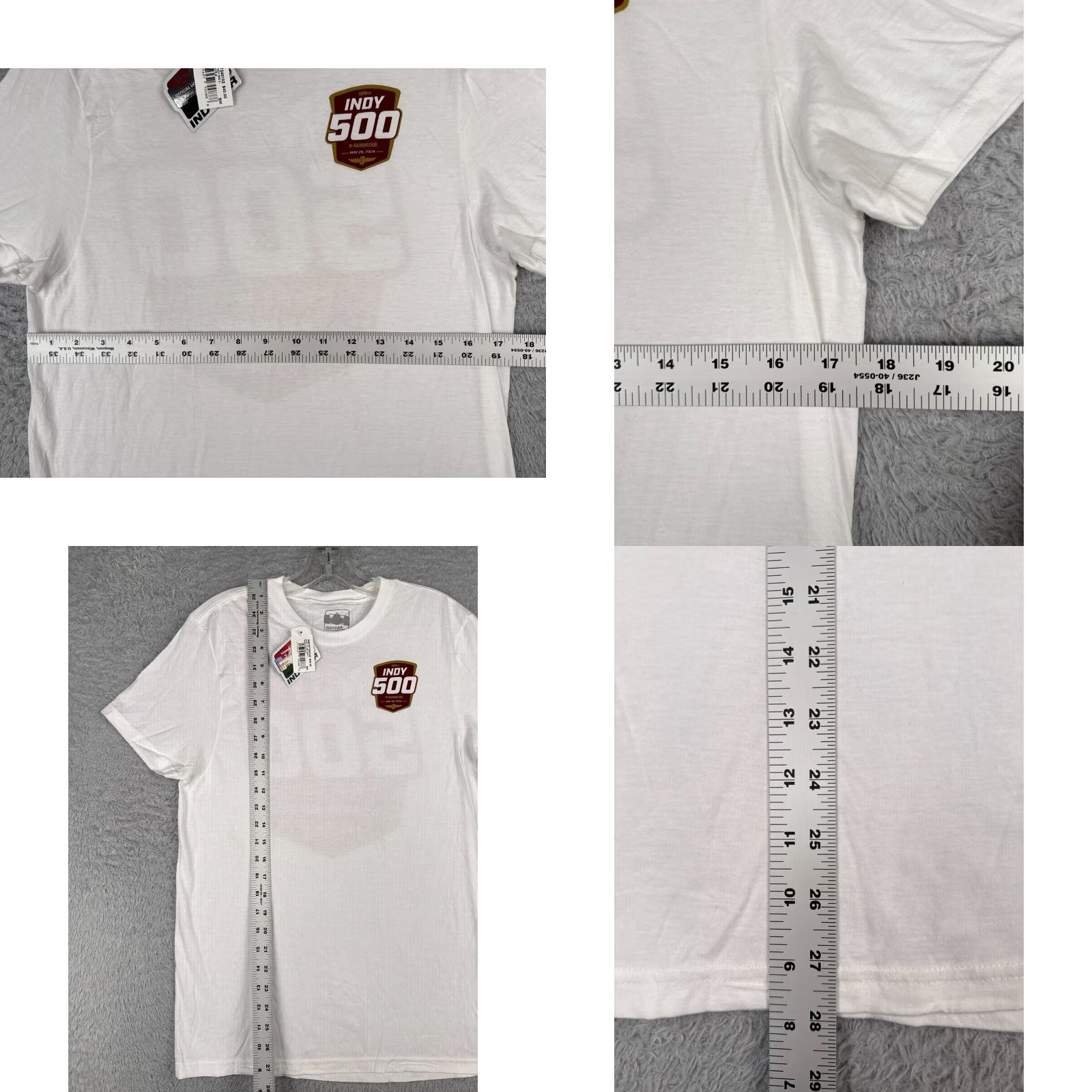 Vintage Indy 500 Shirt Adult Small White Short Sleeve Crew Neck IMS Indycar NEW Size US S / EU 44-46 / 1 - 8 Thumbnail