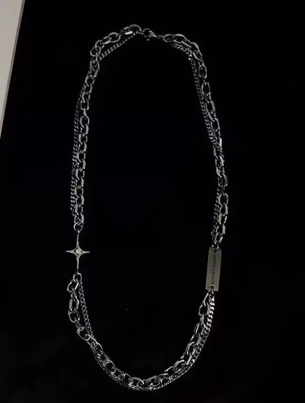 Japanese Brand Retro punk double chain necklace aesthetic Size ONE SIZE - 4 Thumbnail