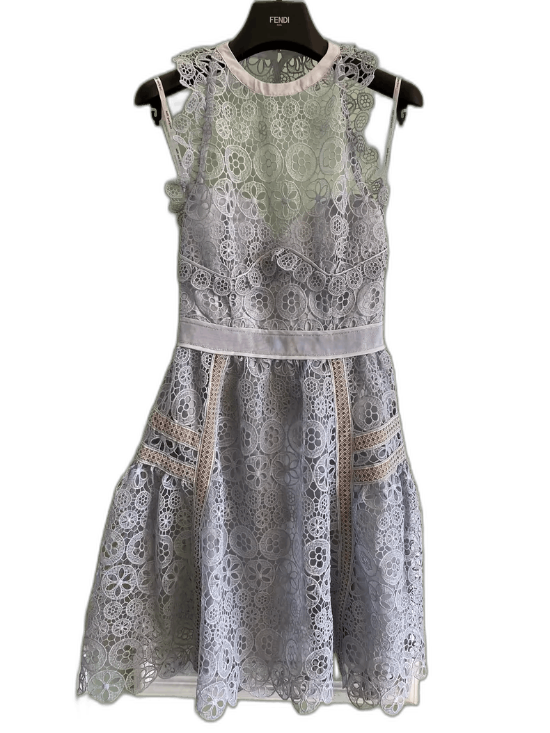 Self-Portrait Blue Lace Halter Neck Dress-yf Size 22" - 1 Thumbnail