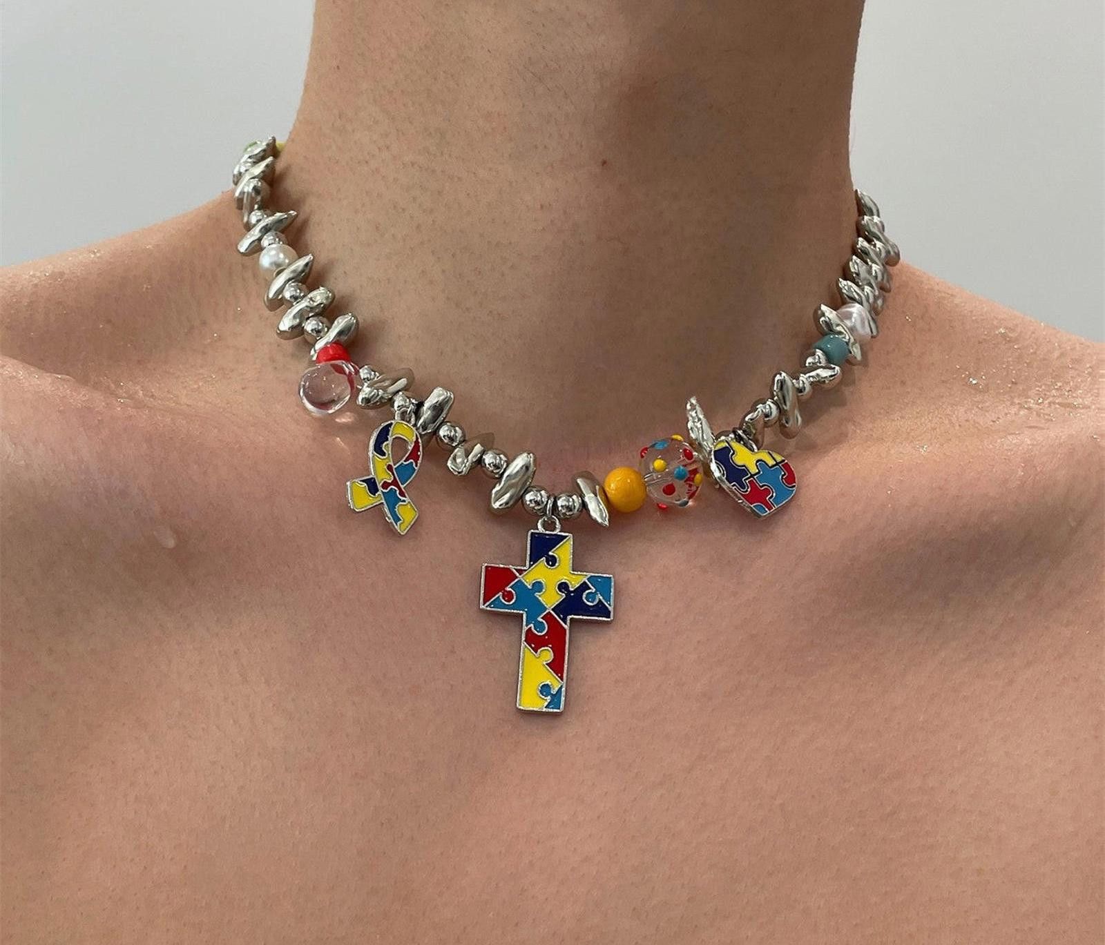 Jewelry Patchwork Cross Pendant in Silver, Men's