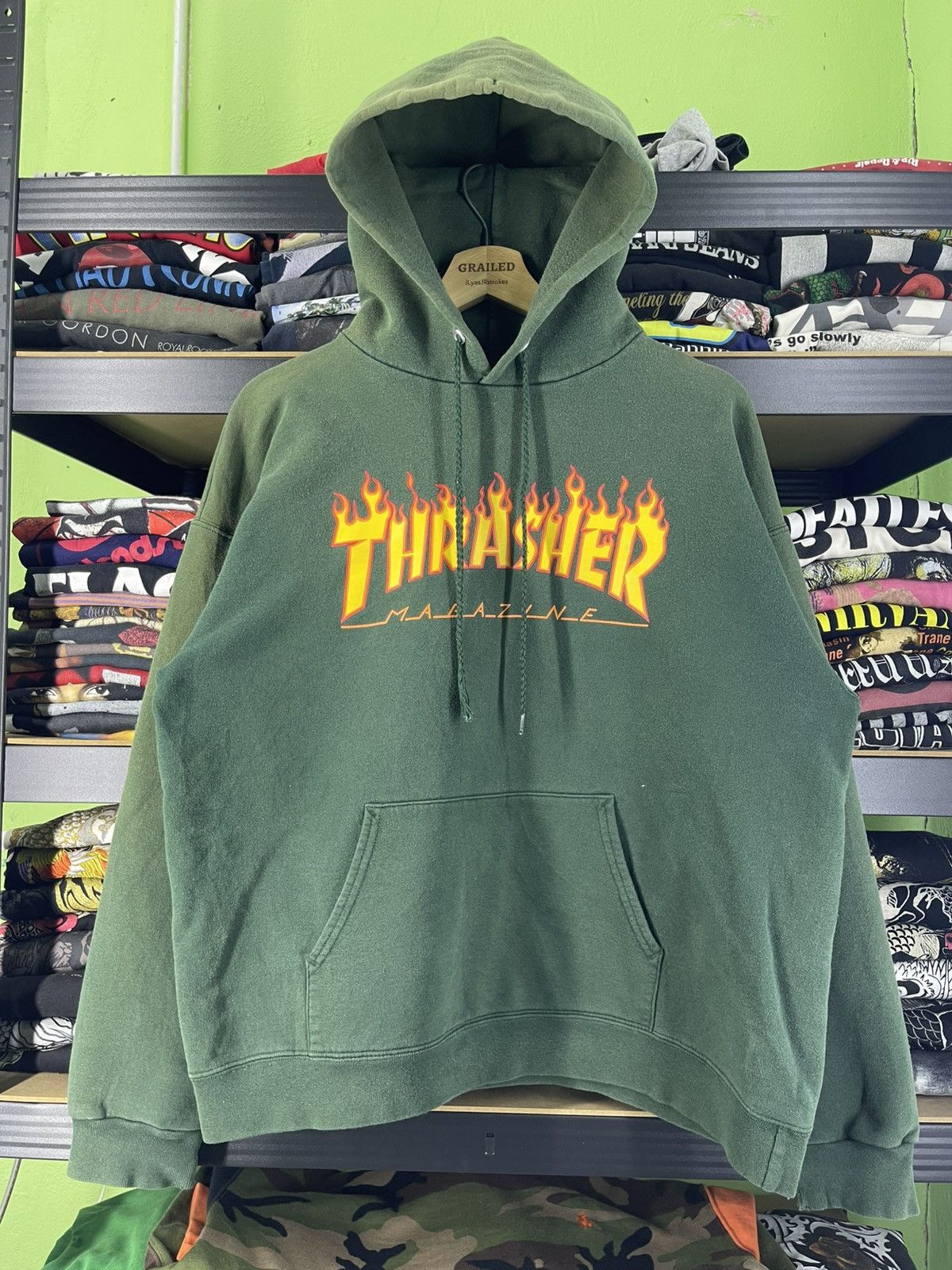 Thrasher Vintage 2000's Thrasher Megazine Flame Green Hoodie Size US M / EU 48-50 / 2 - 2 Thumbnail