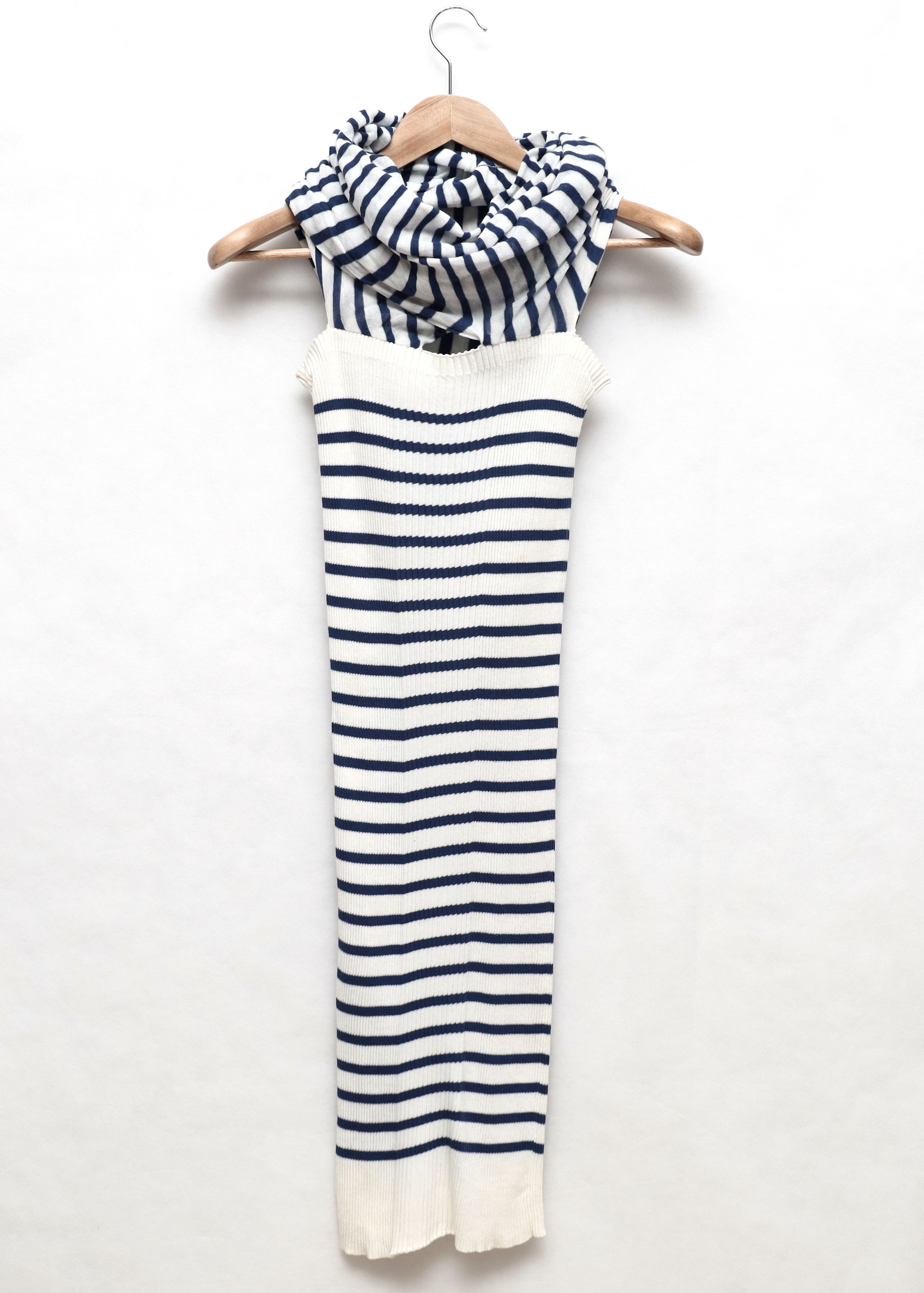 Jean Paul Gaultier JEAN PAUL GAULTIER Nautical Knit Dress Cowl Neck Cotton  XS | Grailed
