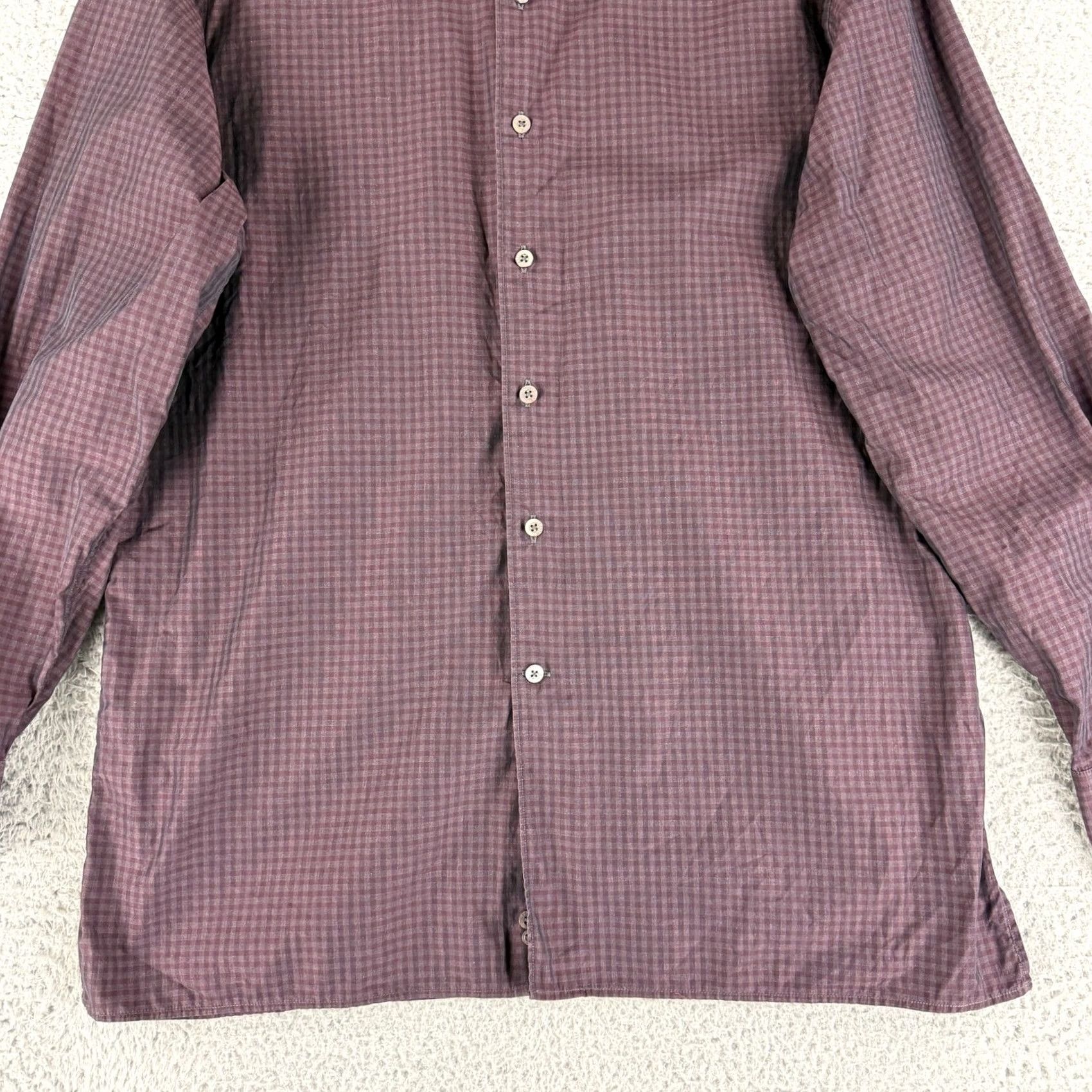 Canali Canali Button-Down Shirt Mens Large Plum Micro Check Long Sleeve Made Italy Size US L / EU 52-54 / 3 - 4 Thumbnail