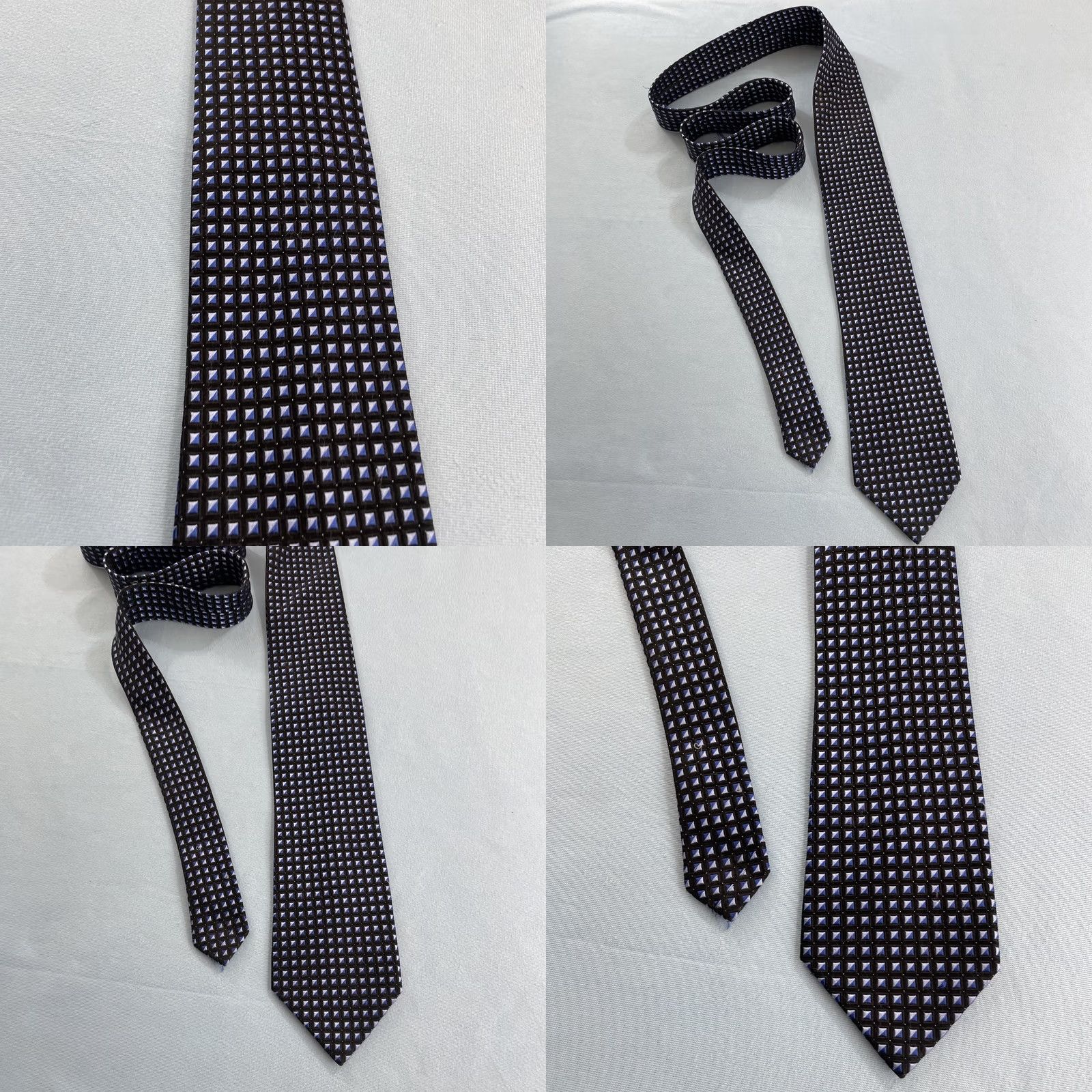 Vintage VINTAGE King Size Big and Tall Silk Tie Mens Geometric Cube Blue 65" Necktie 4" Width Stylish Designer Wedding Modern Colourful Polka Dots 1990s Mens Size ONE SIZE - 10 Thumbnail