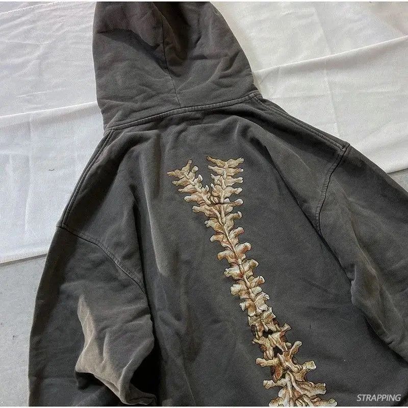 Japanese Brand × Vintage Punk Zip Up Hoodie Gothic Style Skeleton Ribs Vertabrata Size US M / EU 48-50 / 2 - 5 Thumbnail