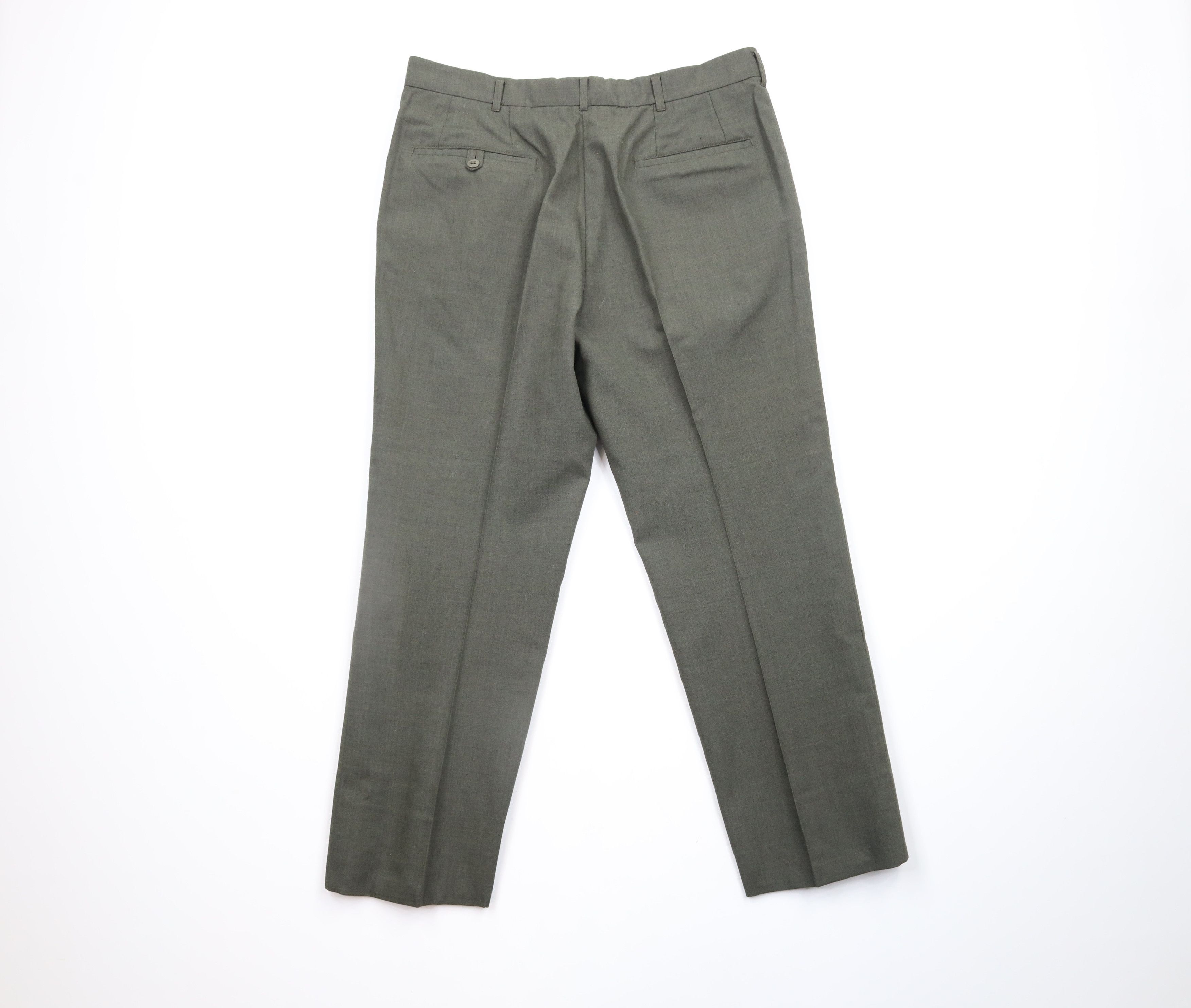 Vintage Vintage 70s Streetwear Flat Front Trousers Chino Pants Green Size US 34 / EU 50 - 8 Thumbnail