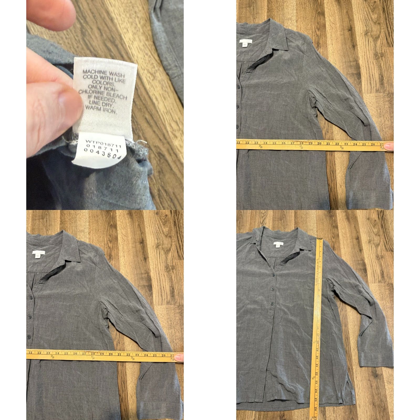 J. Jill VINTAGE: No J.Jill Shirt Women's L Gray Long Sleeve Button-Up Lightweight Casual Regular Mens? Size L / US 10 / IT 46 - 8 Thumbnail